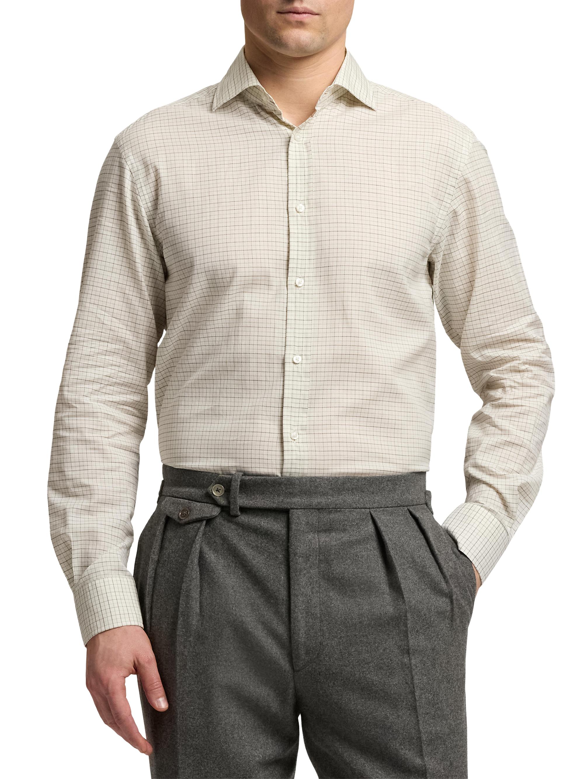 Ralph Lauren Purple Label Men's Tattersall Twill Shirt - Cream Grey