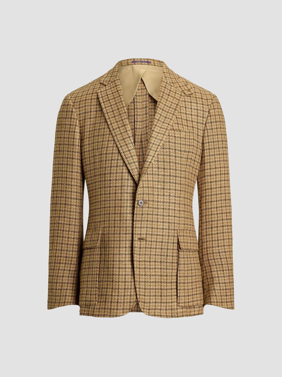 Ralph Lauren Purple Label Kent Houndstooth Silk-Blend Sport Coat