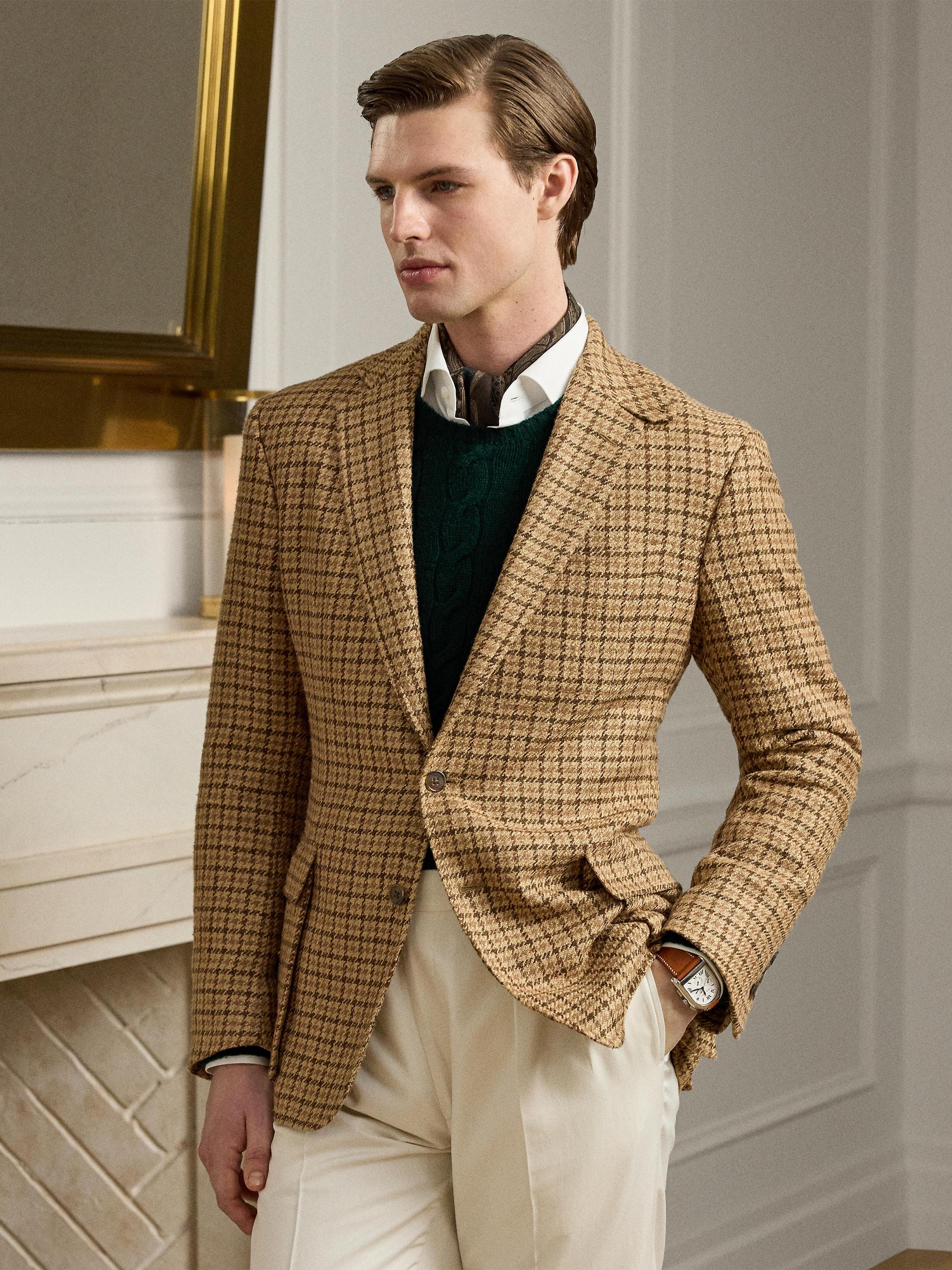 Ralph Lauren Purple Label Kent Houndstooth Silk-Blend Sport Coat