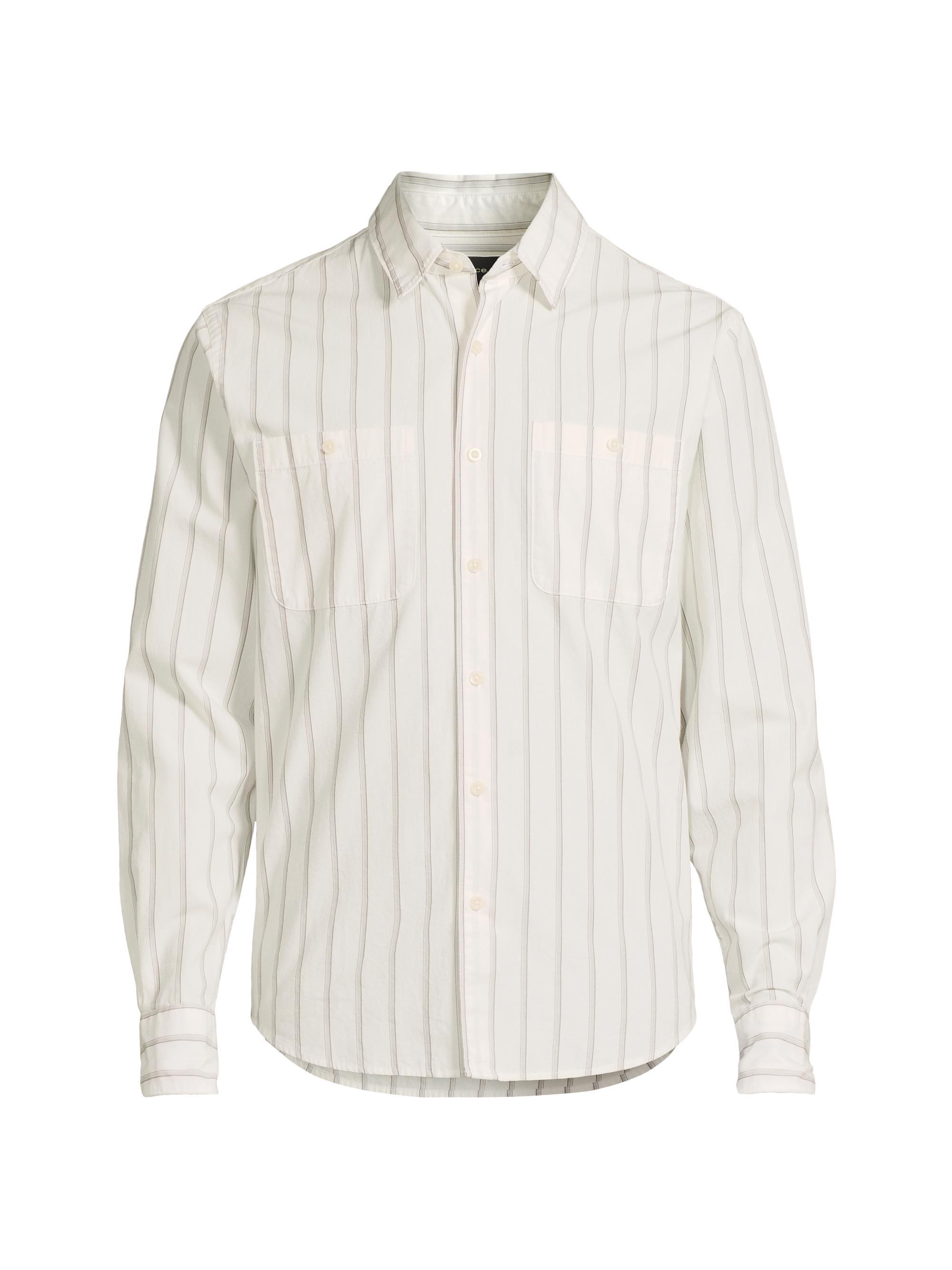 Vince Men's Port Stripe Double Pocket Shirt - Off White Smoke