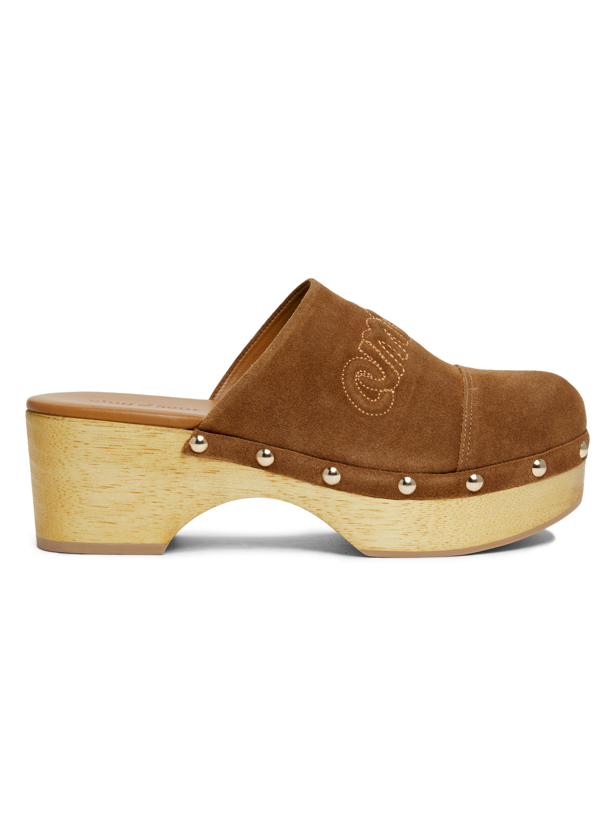 Cinq à Sept Women's Sydney 60MM Studded Suede Clogs - Golden Sienna