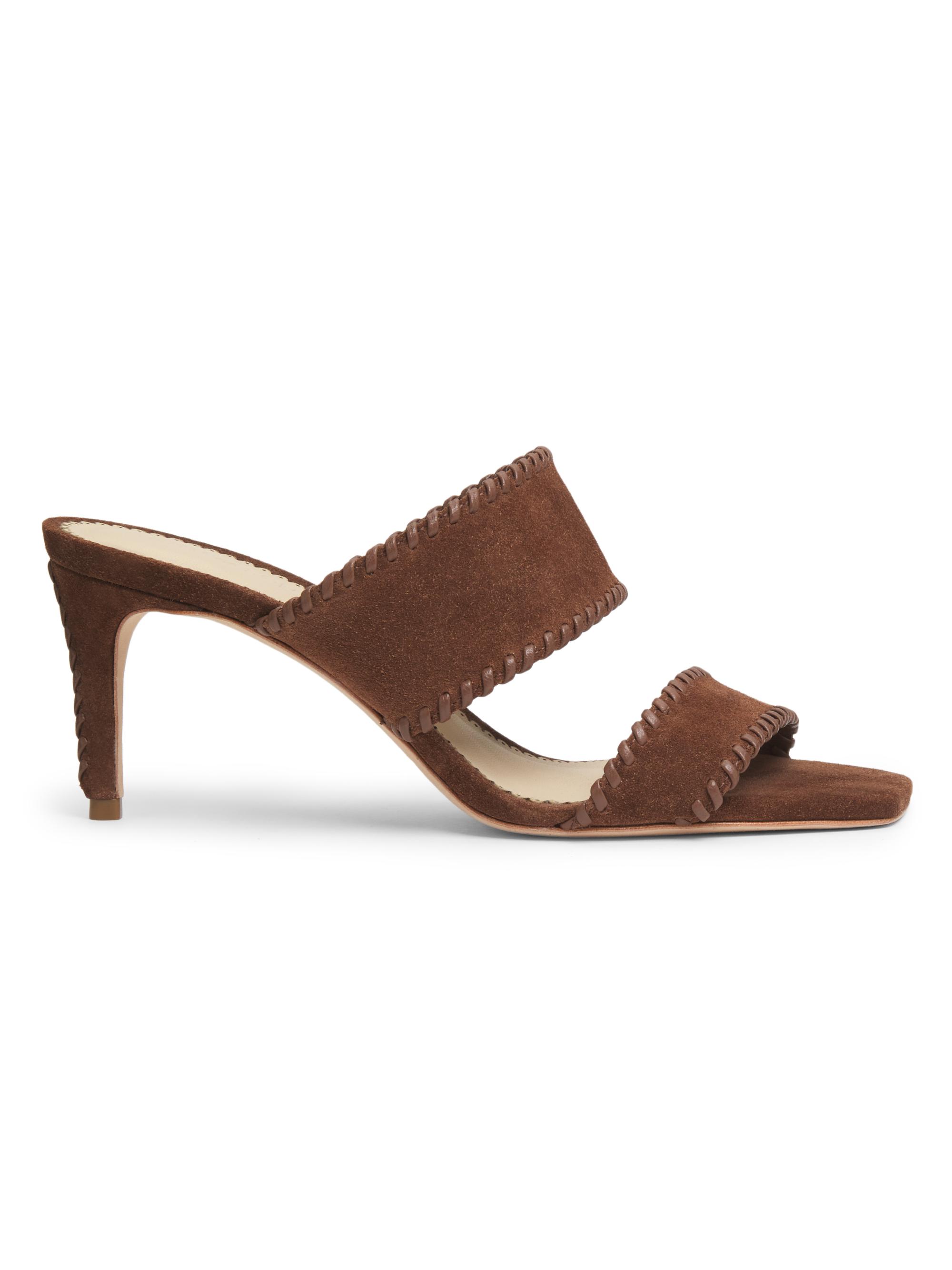 Cinq à Sept Women's Sutton 70MM Suede Whipstitch Sandals - Black Brown Sugar