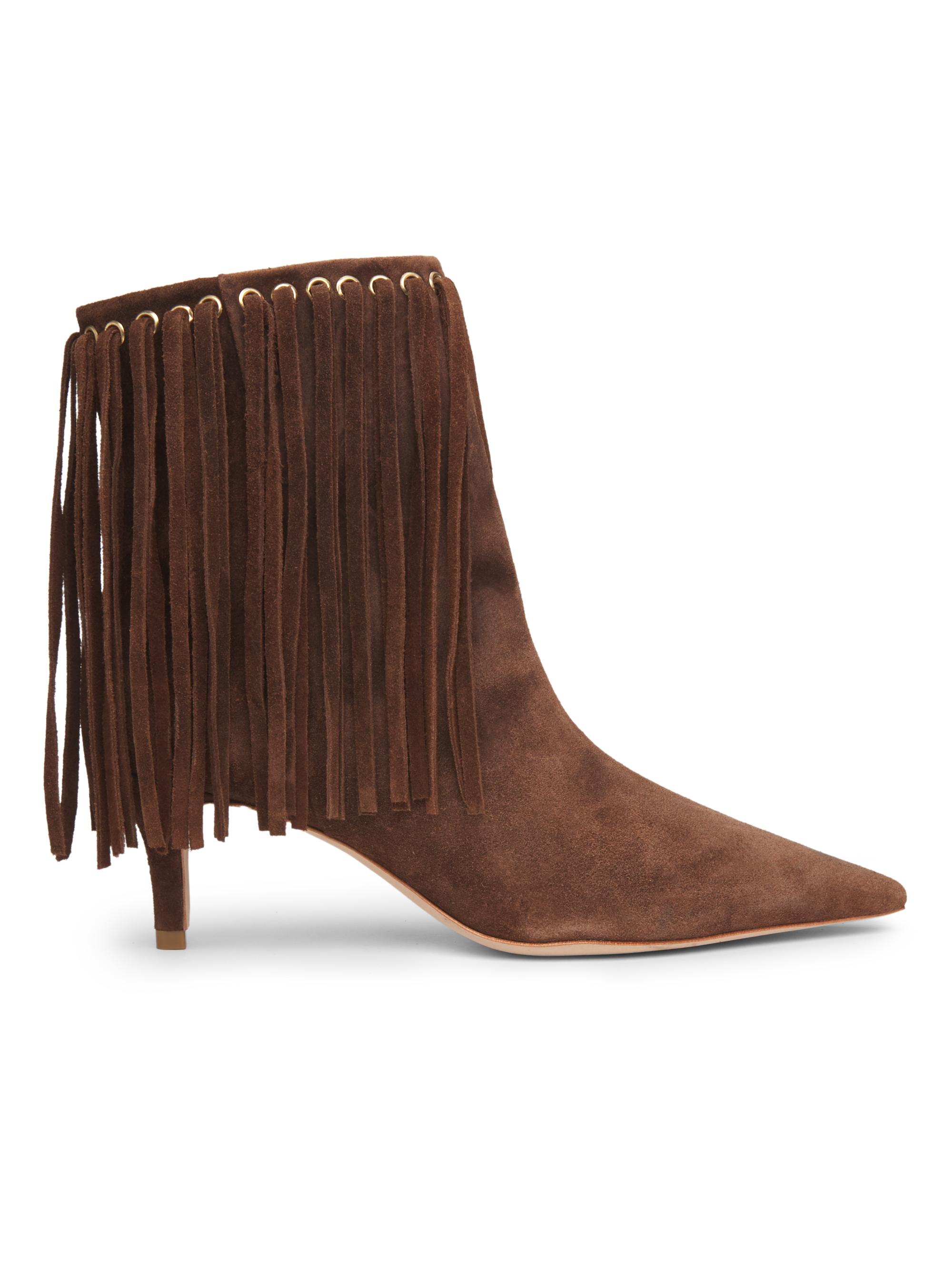 Cinq à Sept Women's Sammy Fringe Suede Ankle Boots - Dark Sepia