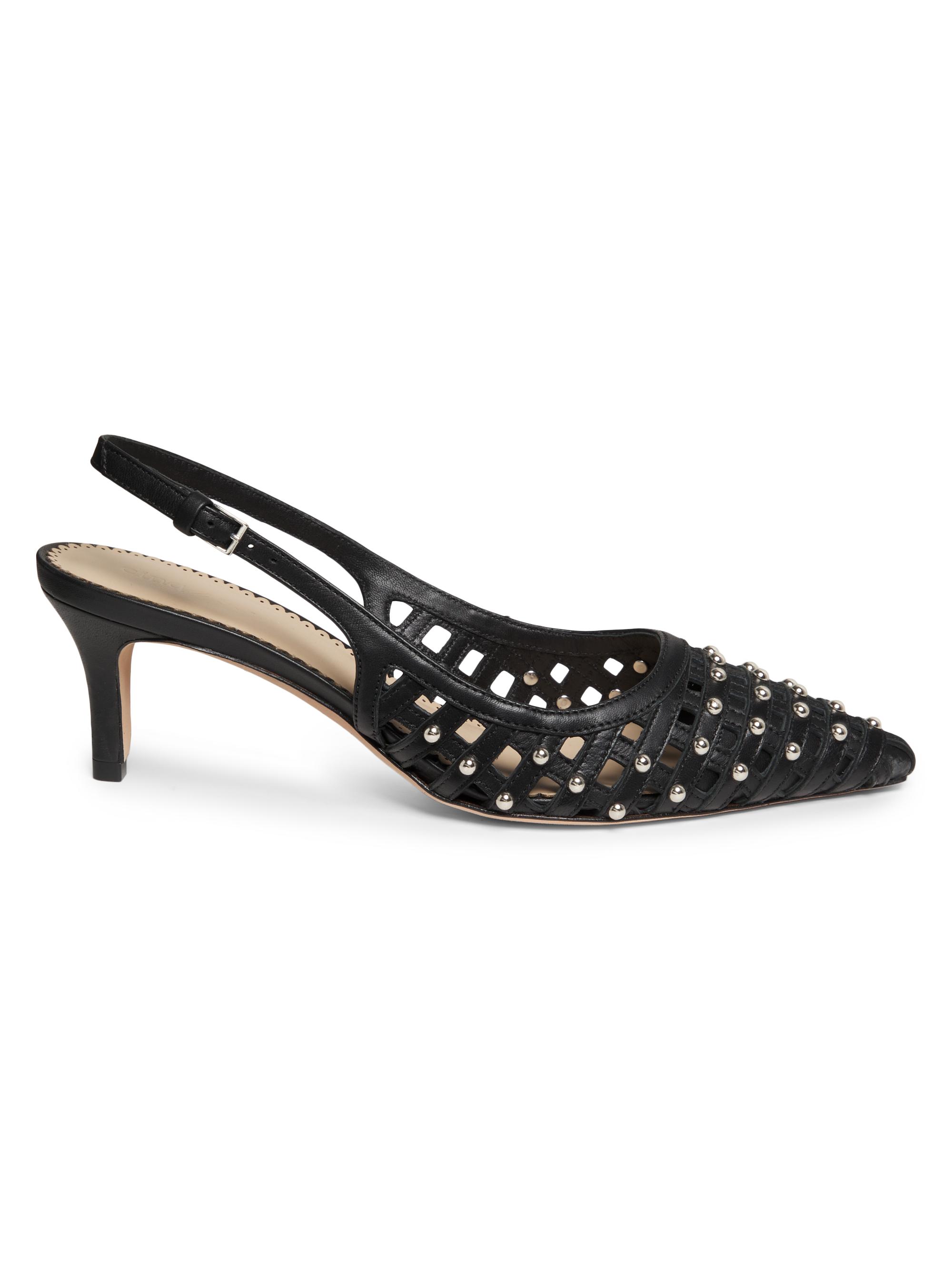 Cinq à Sept Women's Rena 60MM Studded Cage Leather Slingback Pumps - Black