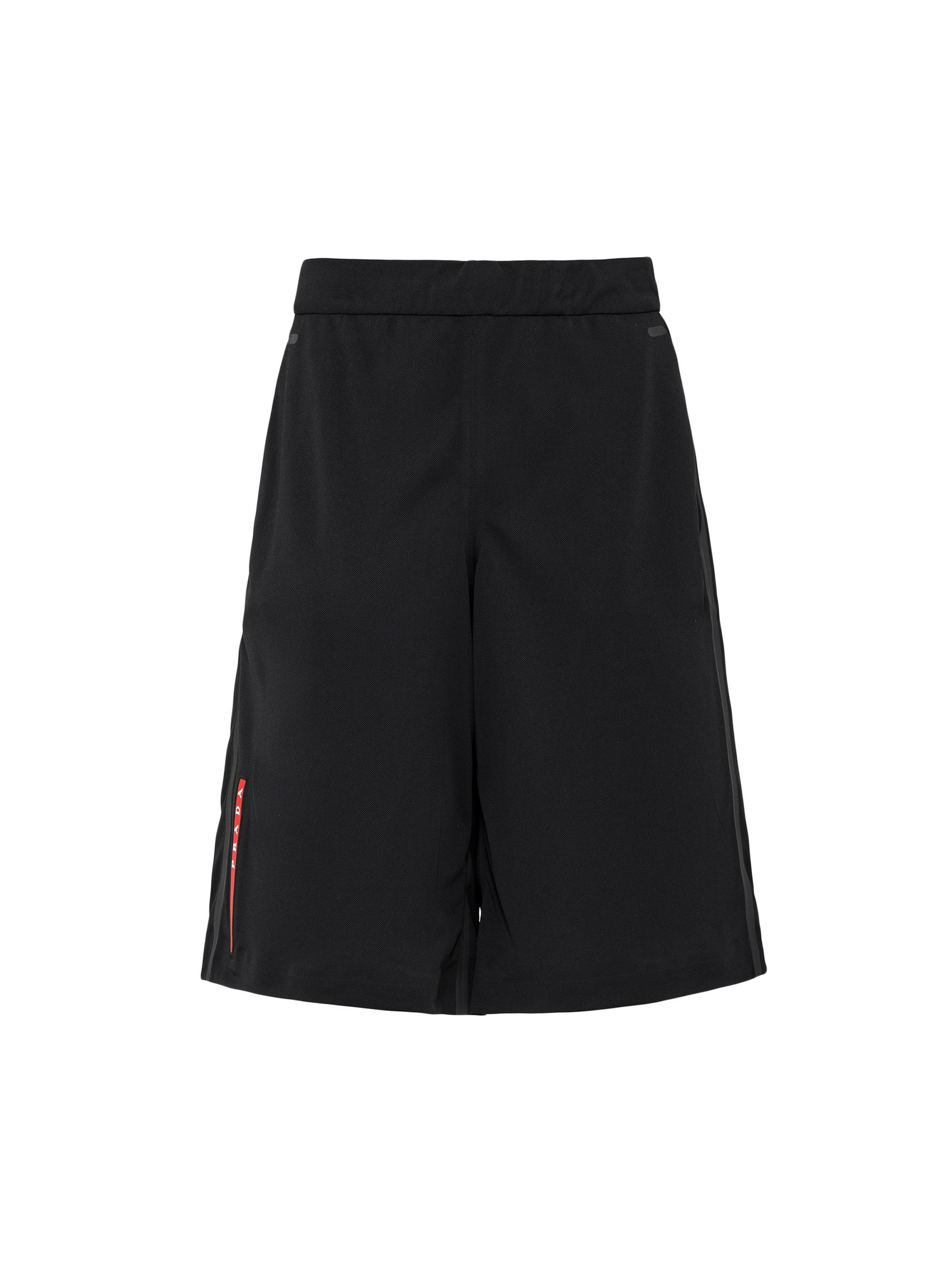 Prada Men's Piqué Bermudas with Tape Seams - Black