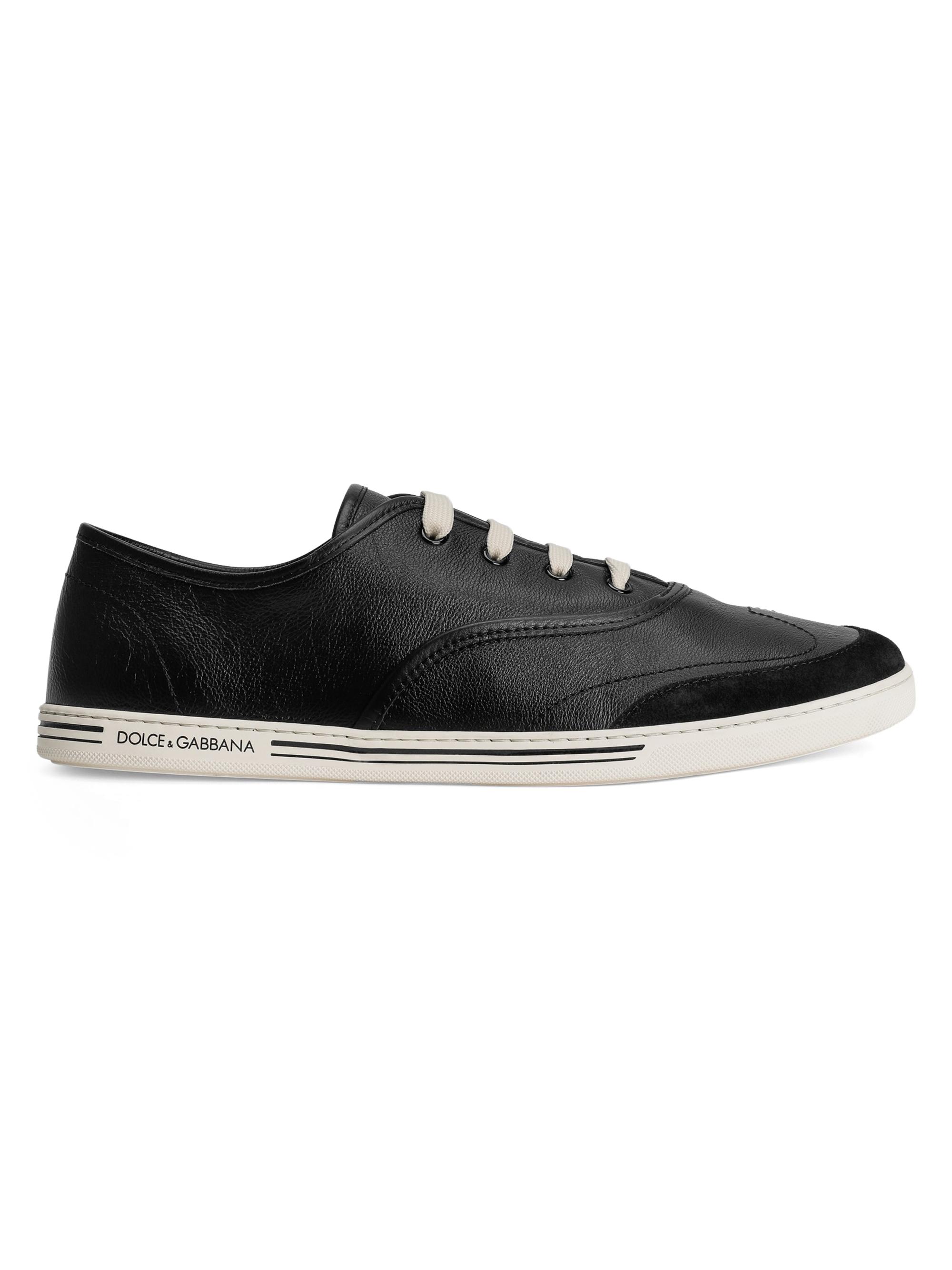 Dolce & Gabbana Men's Faux-Leather Low-Top Sneakers - Black