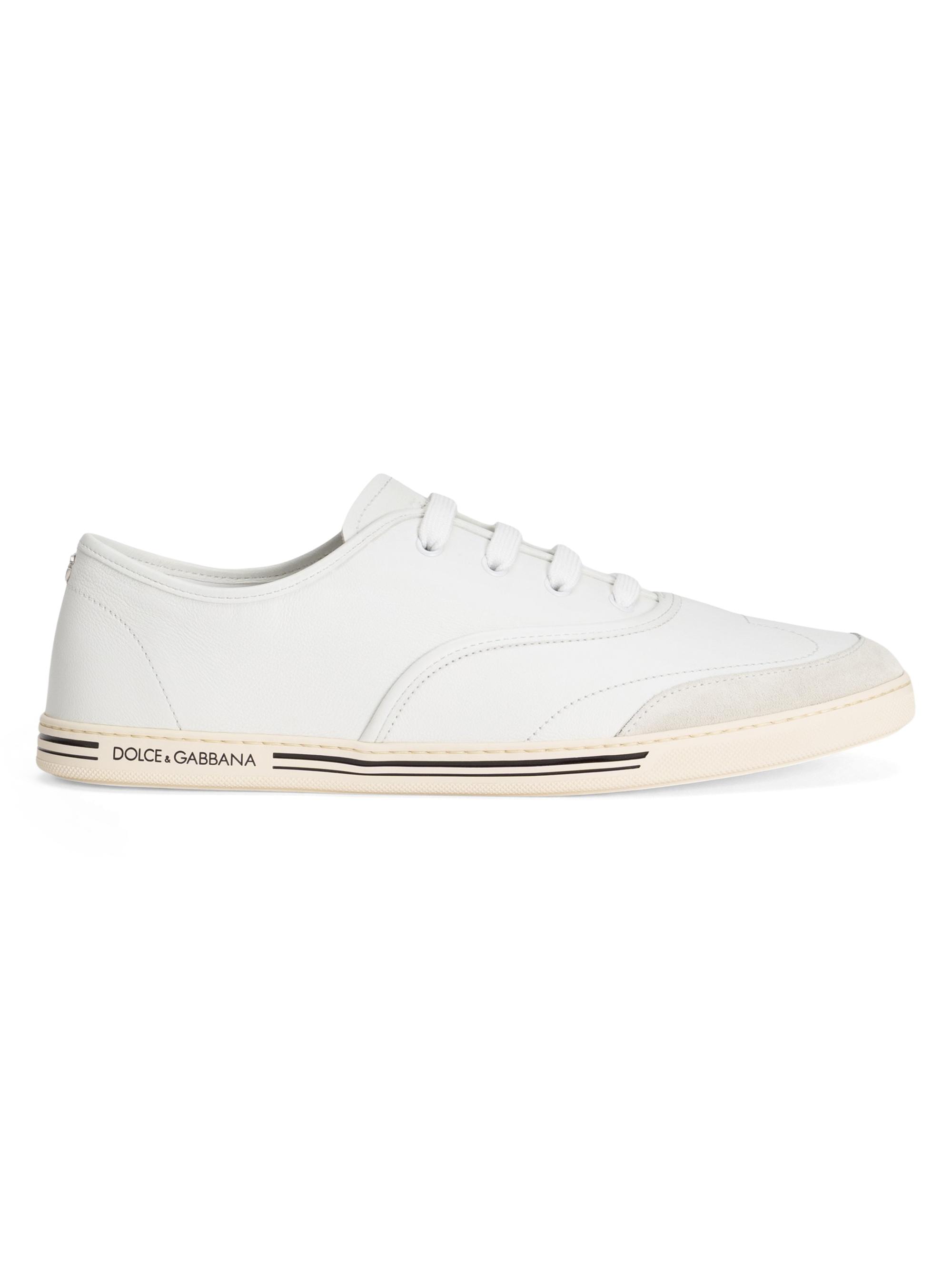 Dolce & Gabbana Men's Faux-Leather Low-Top Sneakers - White
