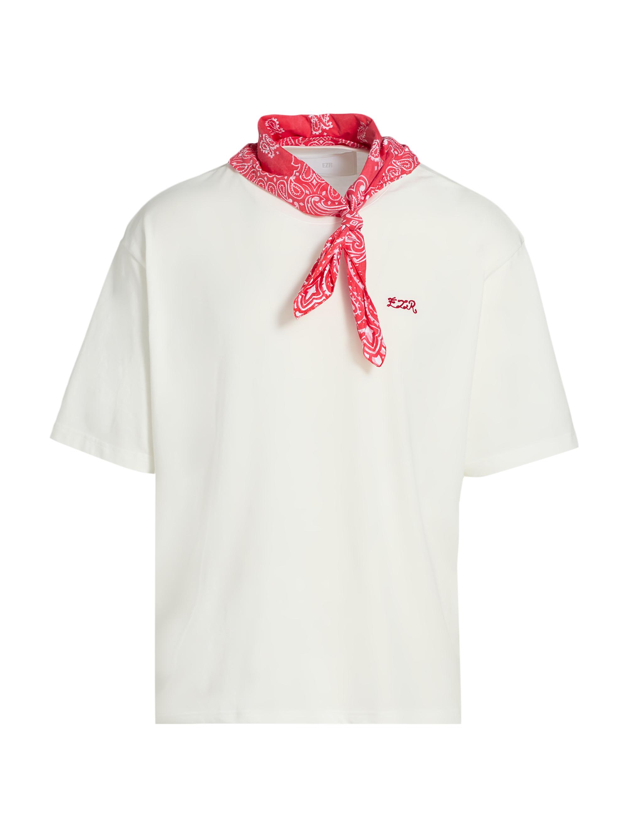 EZR Men's Logo-Embroidered Foulard Bandana T-Shirt - White