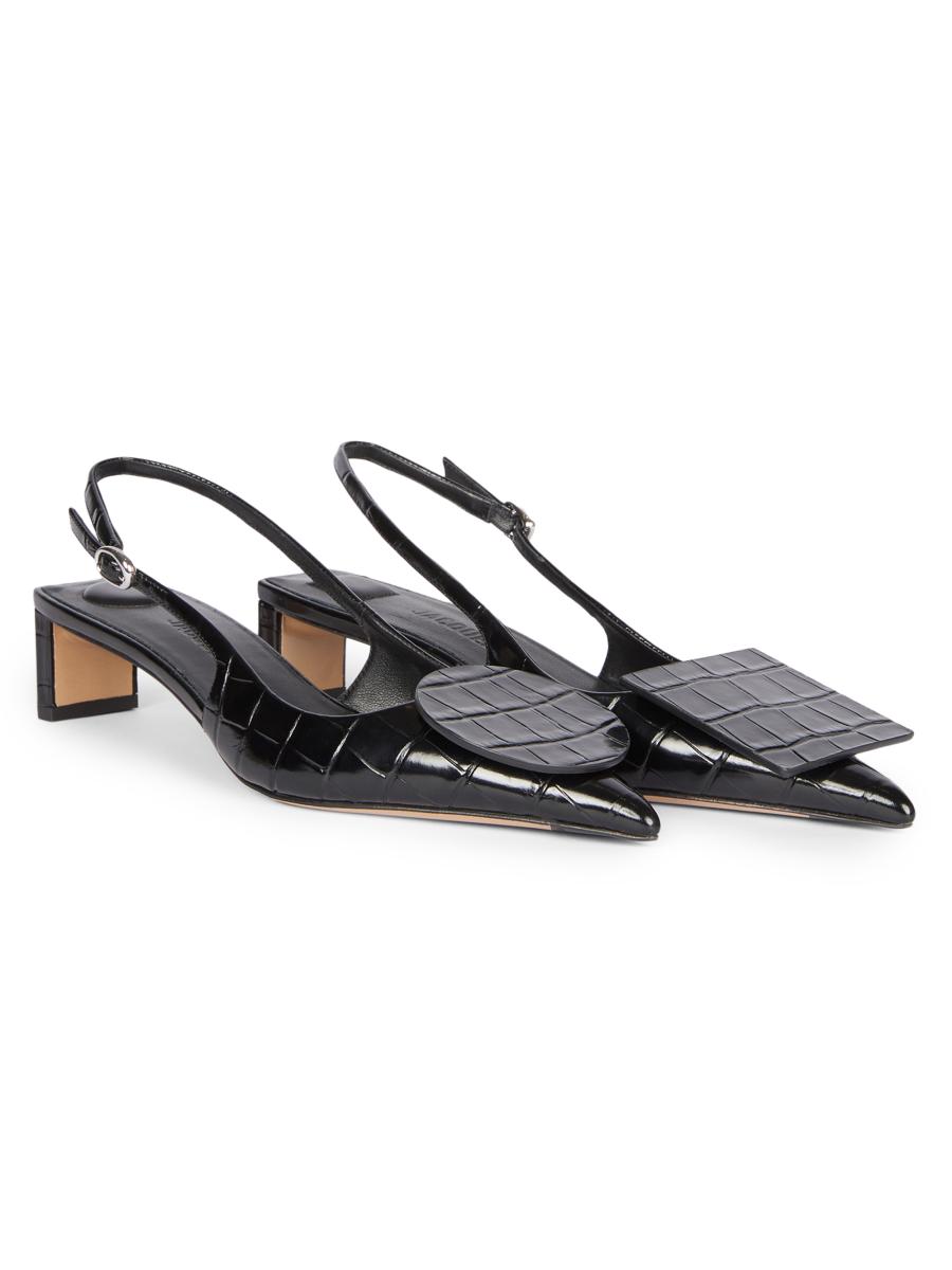 Jacquemus Les Slingbacks Duelo 40MM Croc-Embossed Leather Pumps