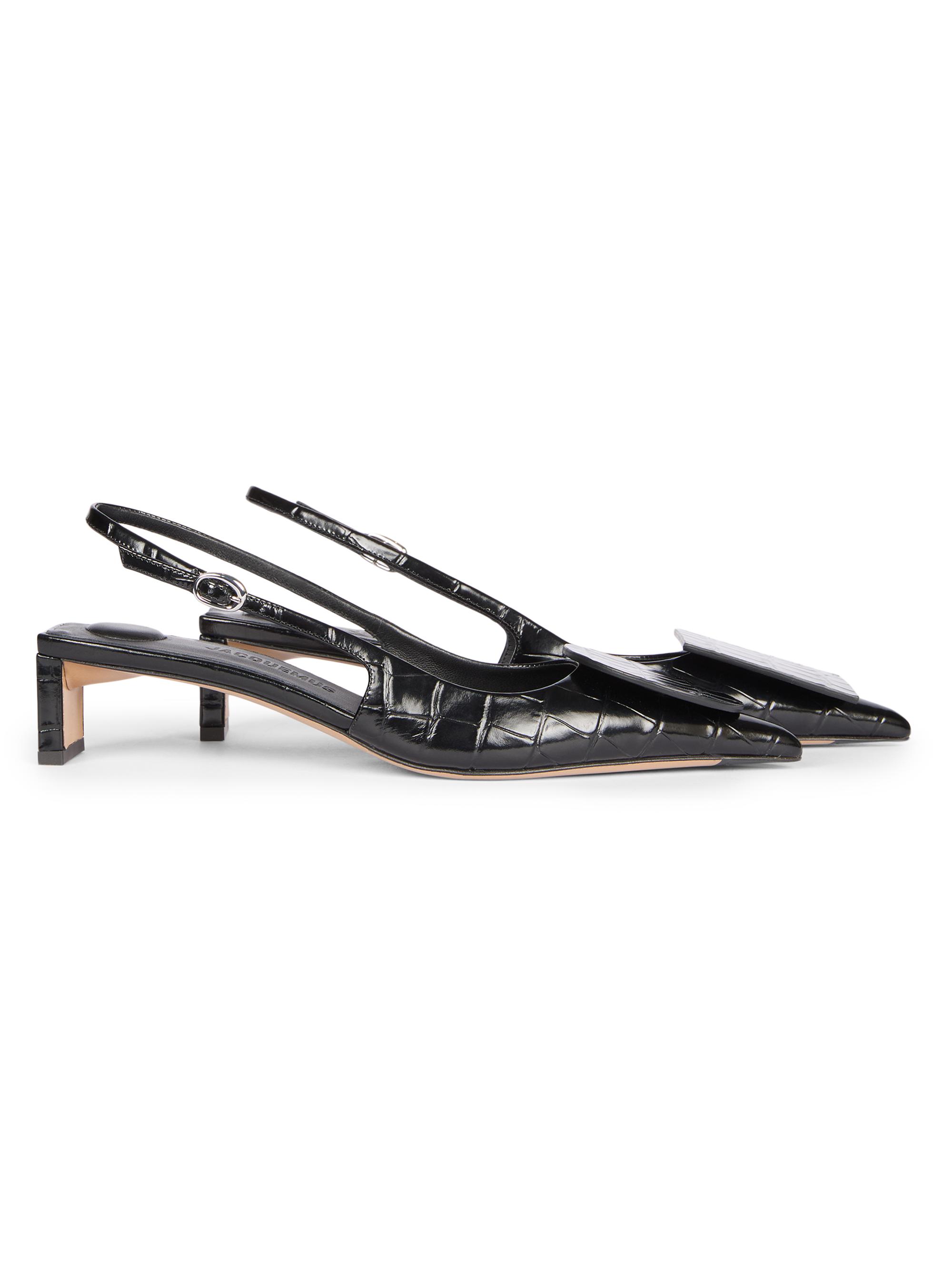 Jacquemus Les Slingbacks Duelo 40MM Croc-Embossed Leather Pumps