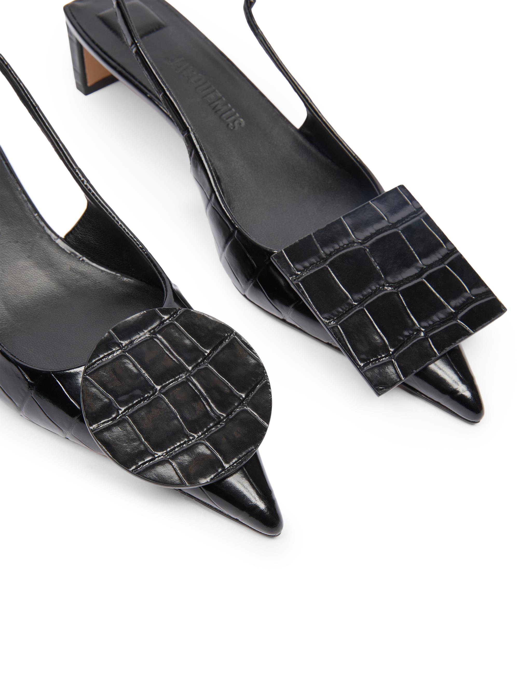 Jacquemus Les Slingbacks Duelo 40MM Croc-Embossed Leather Pumps