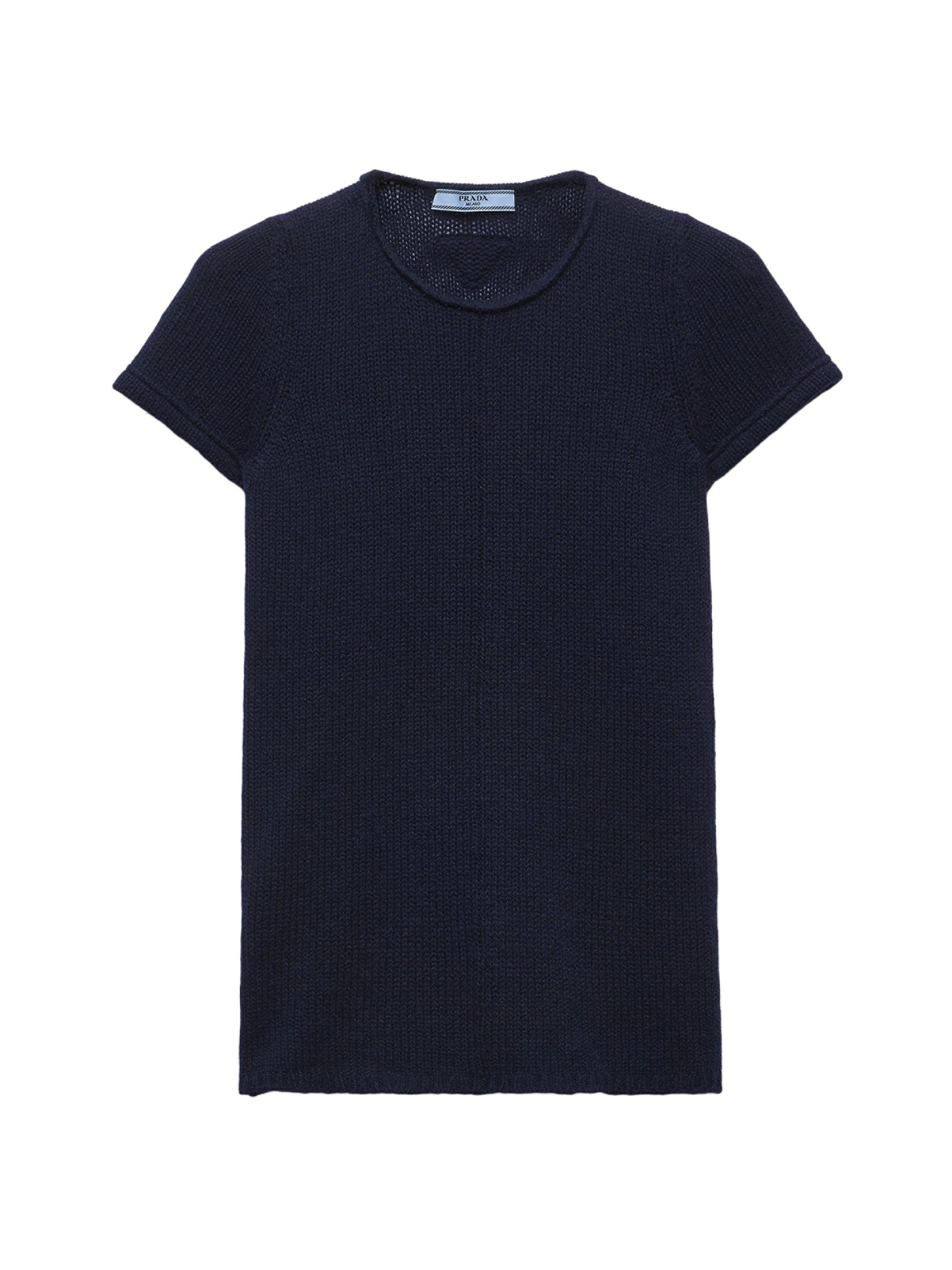 Prada Women's Short-Sleeved Cashmere Sweater - Blue