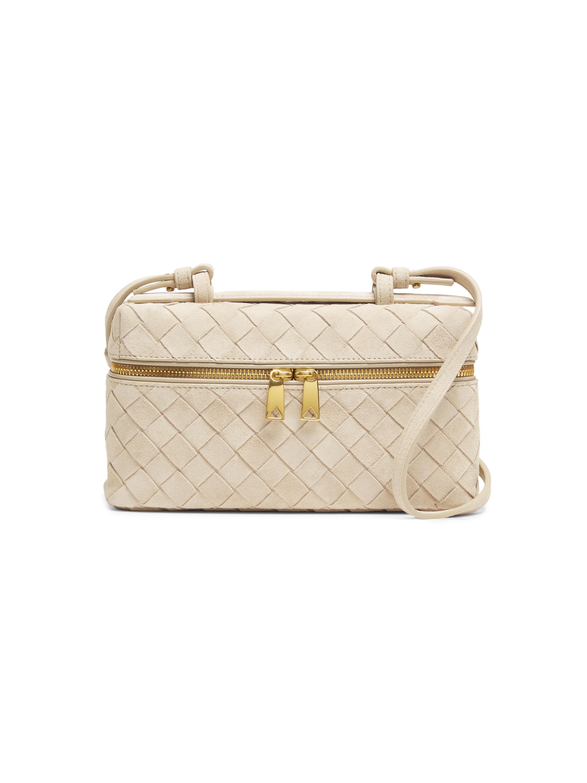 Bottega Veneta Women's Bang Bang Intrecciato Suede Vanity Case - Ecru Gold