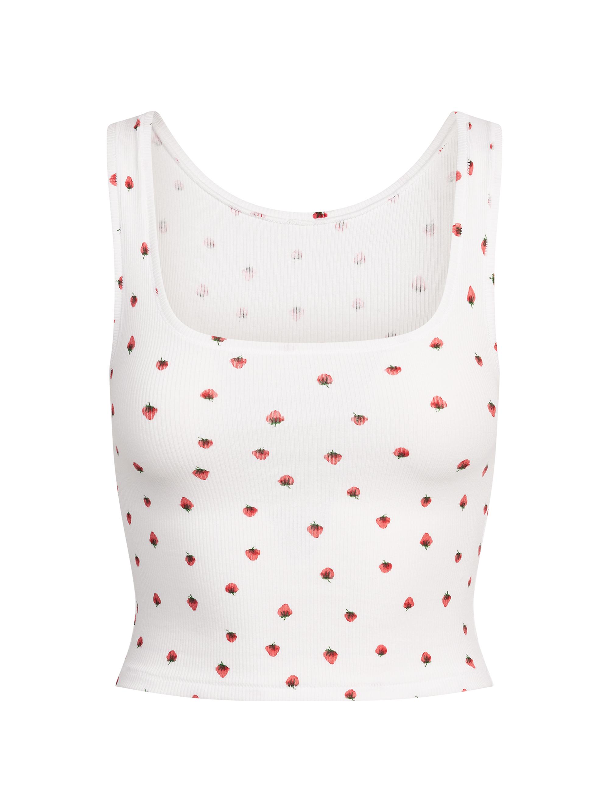 SKIMS Women's Cotton Rib Tank - Snow Strawberry Print