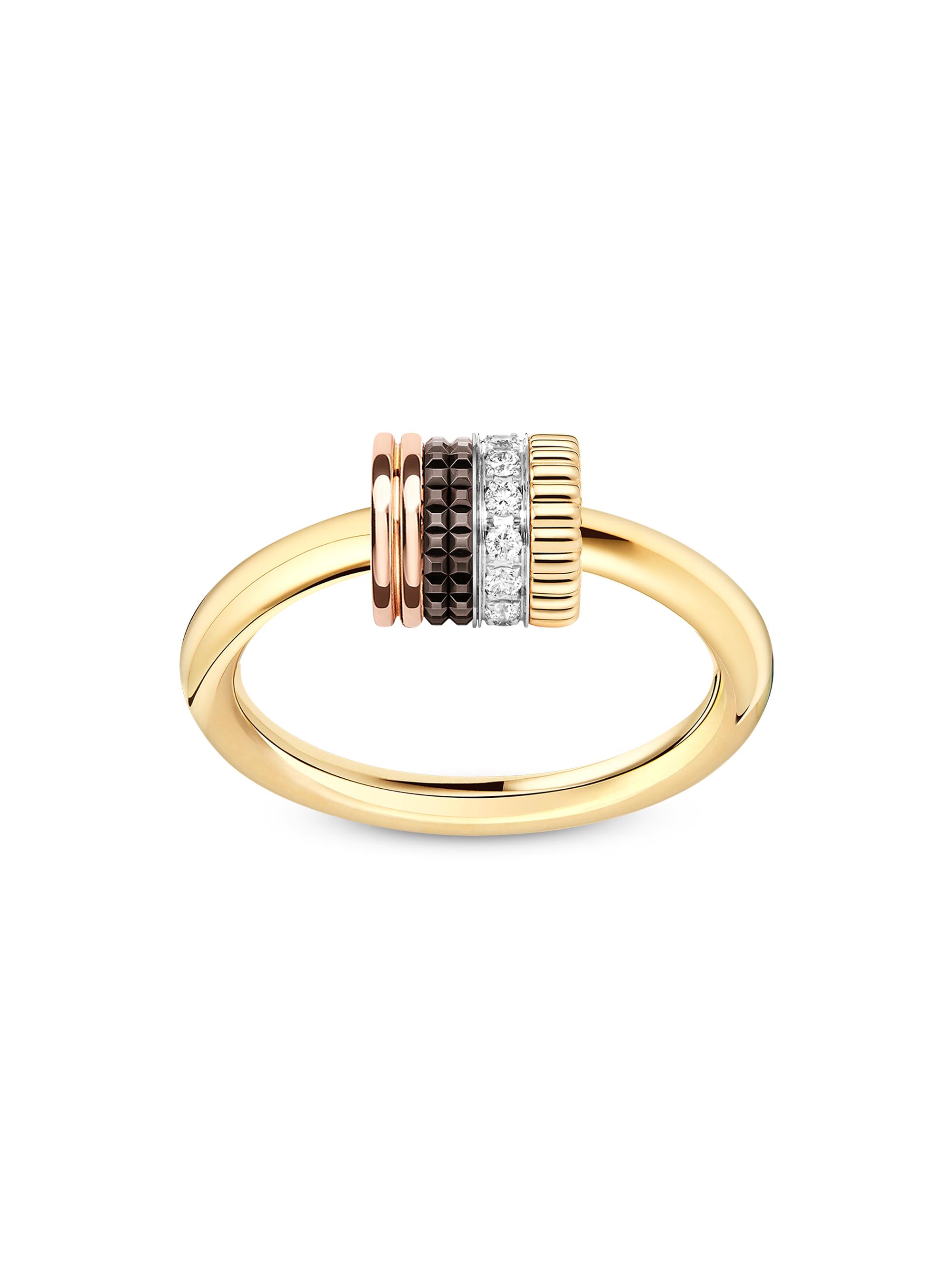 Boucheron Women's Quatre Classique Tri-Tone 18K Gold & 0.18 TCW Diamond Ring - Yellow Gold