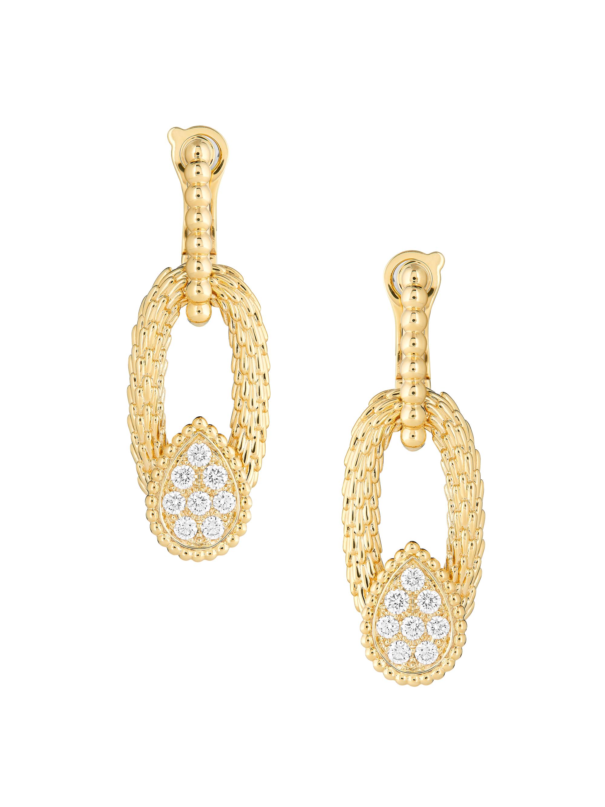 Boucheron Women's Serpent Bohème 18K Yellow Gold & 0.64 TCW Diamond Oval-Link Drop Earrings - Yellow Gold