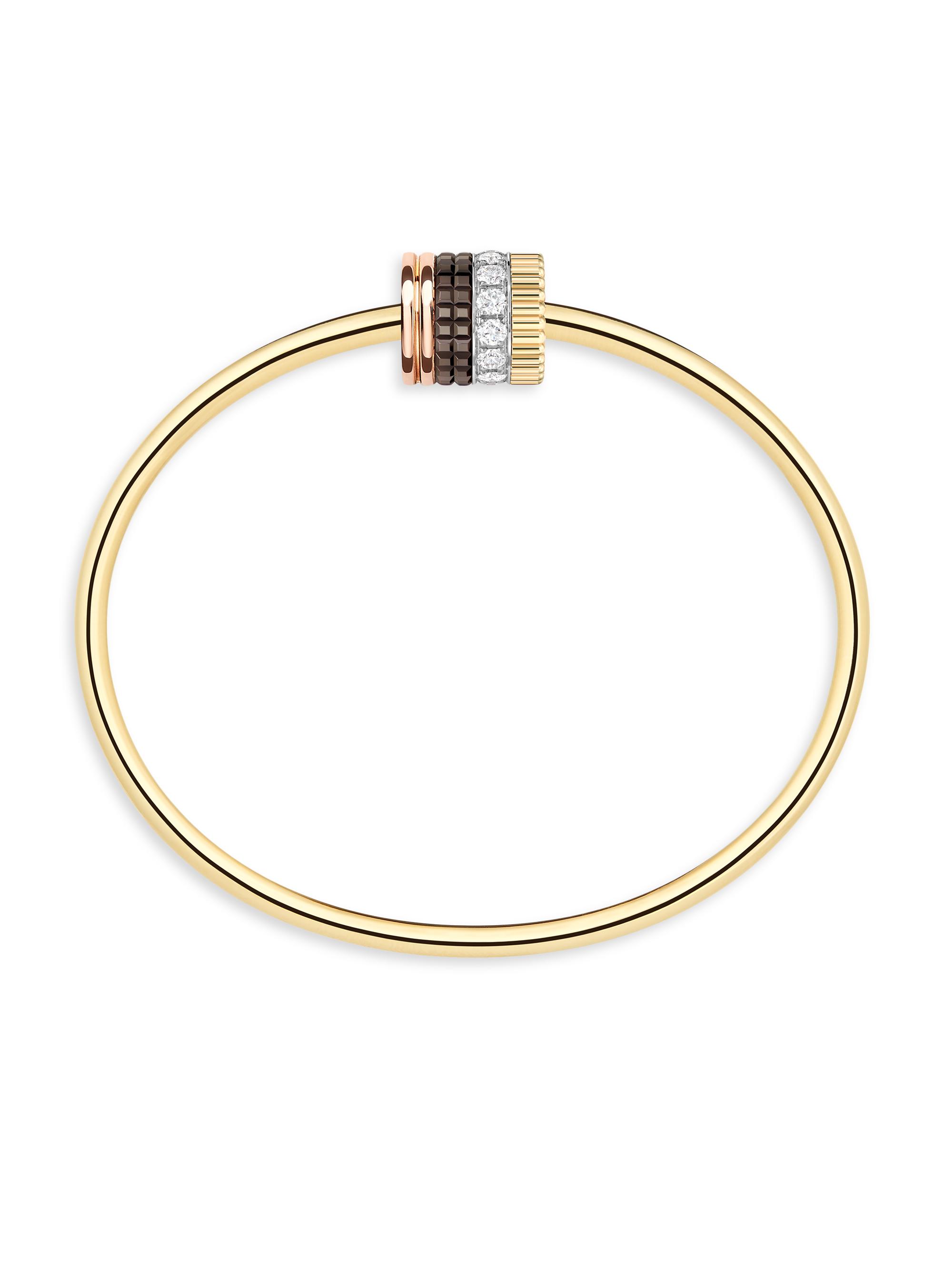 Boucheron Women's Quatre Classique Tri-Tone 18K Gold & 0.35 TCW Diamond Bangle - Yellow Gold