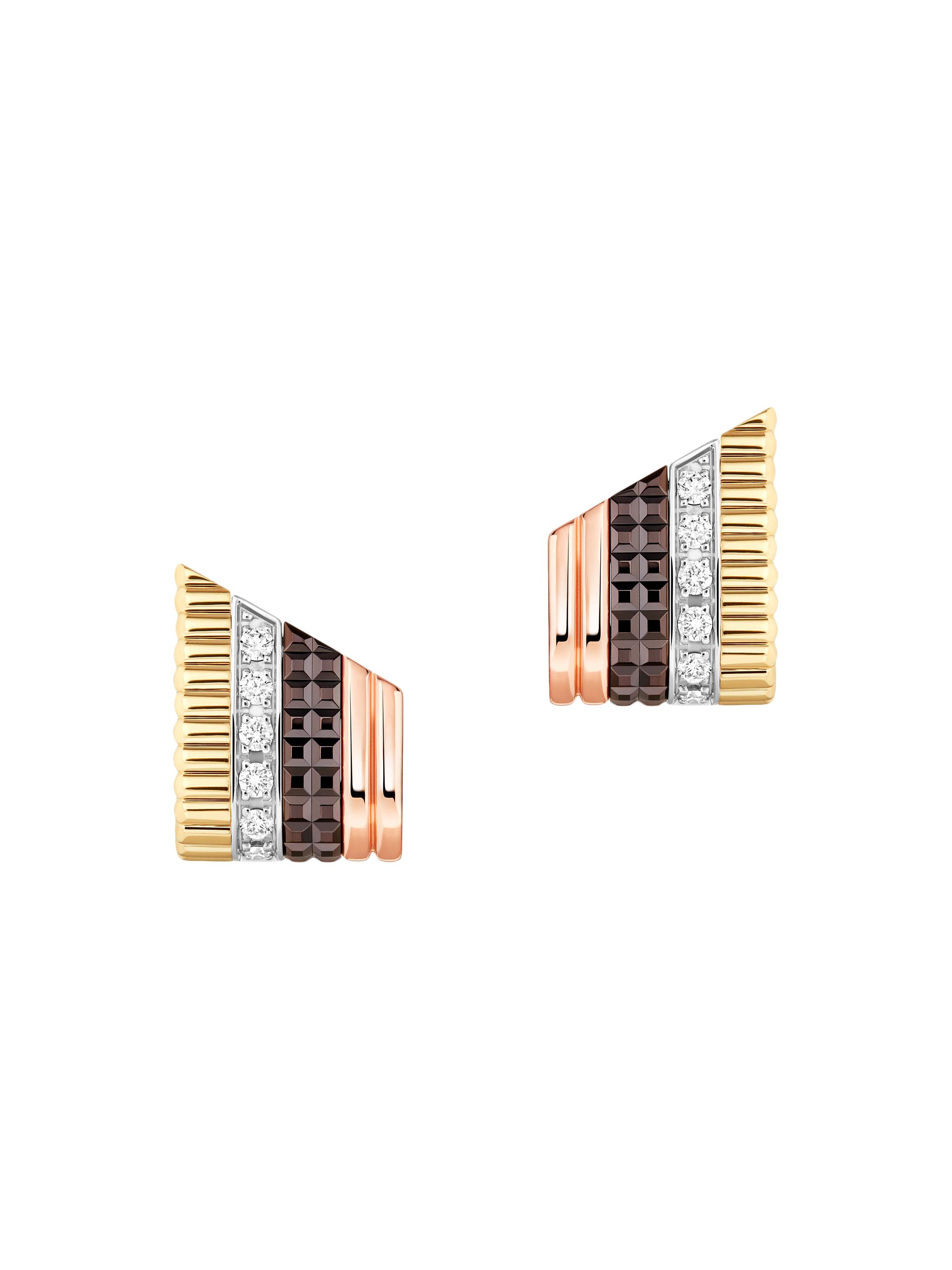 Boucheron Women's Quatre Classique Tri-Tone 18K Gold & 0.26 TCW Diamond Stud Earrings - Rose Gold