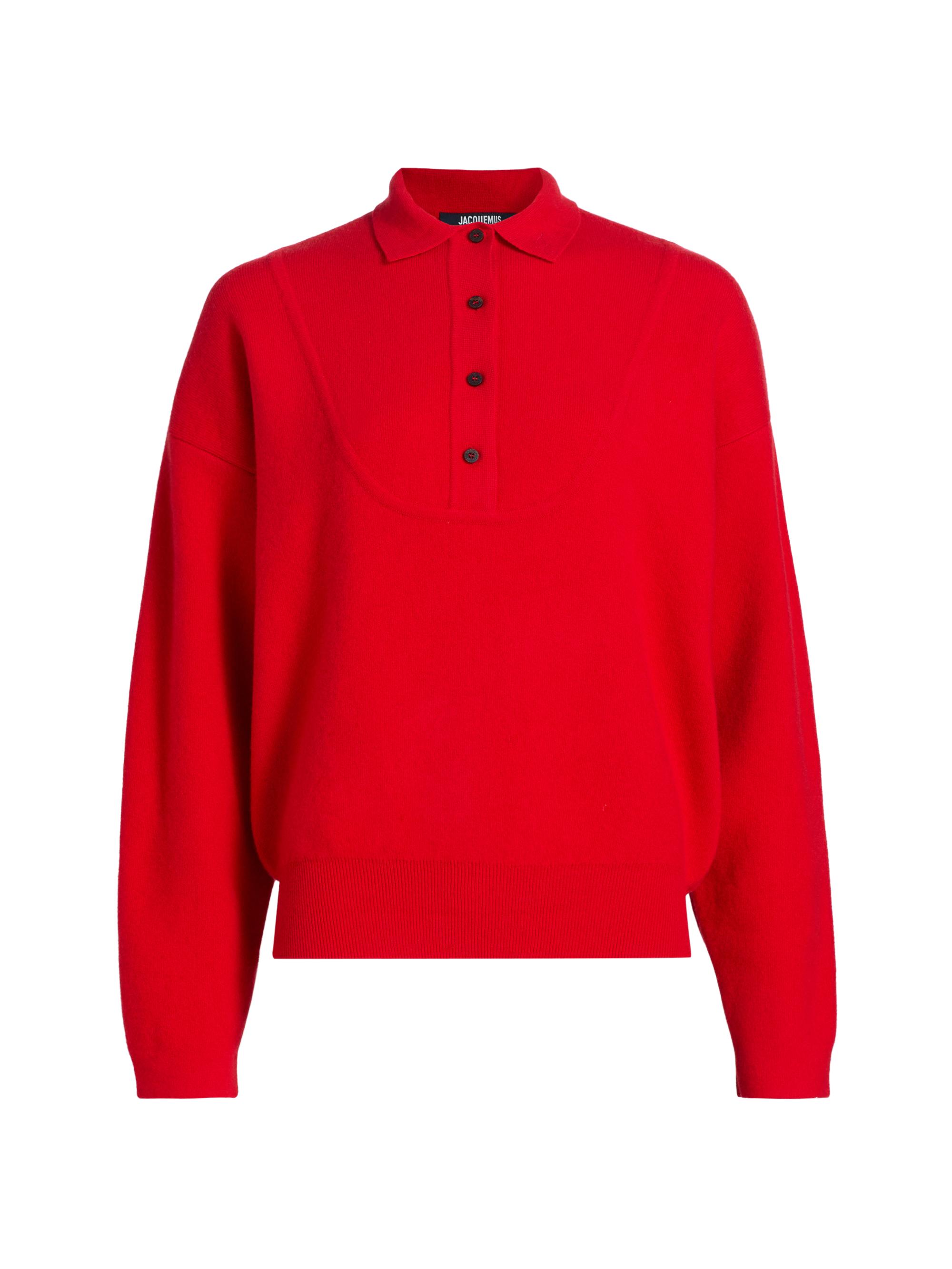 Jacquemus Women's The Pallone Knit Polo Sweater - Red