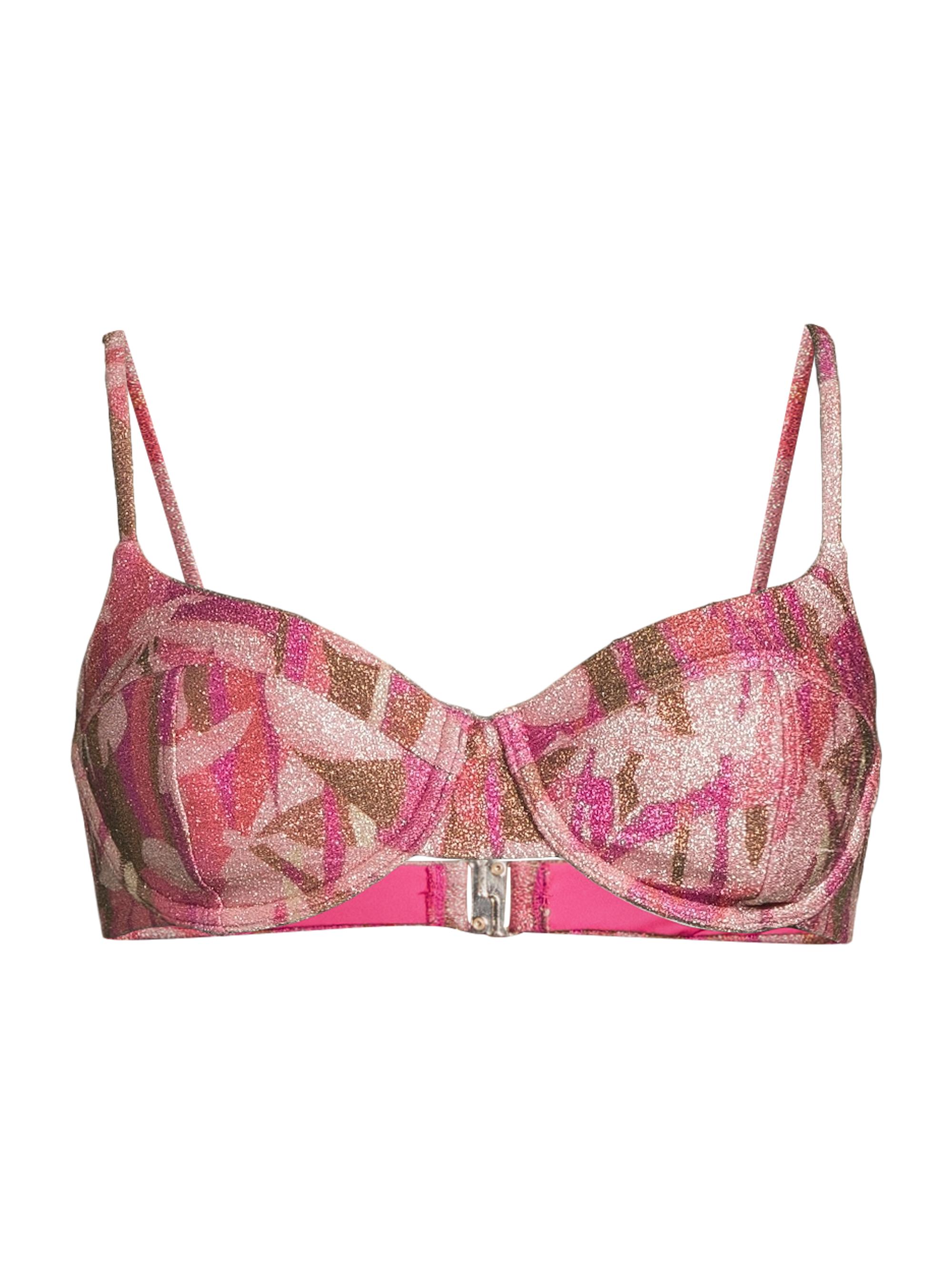 Ramy Brook Women's Sparkle Mona Printed Bikini Top - Perfect Pink Sparkle