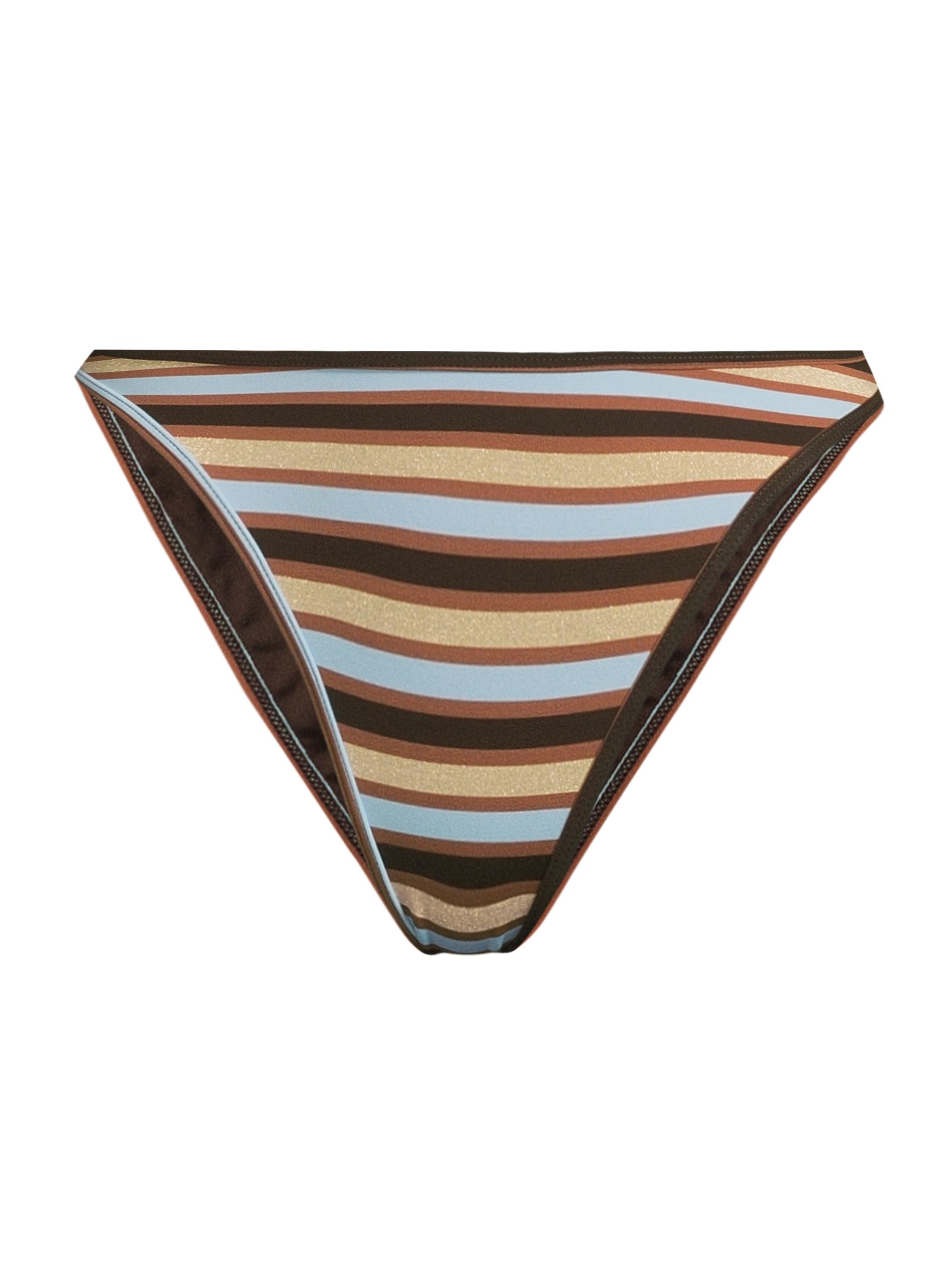 Ramy Brook Women's Isla Striped Bikini Bottom - Beach Brown Stripe