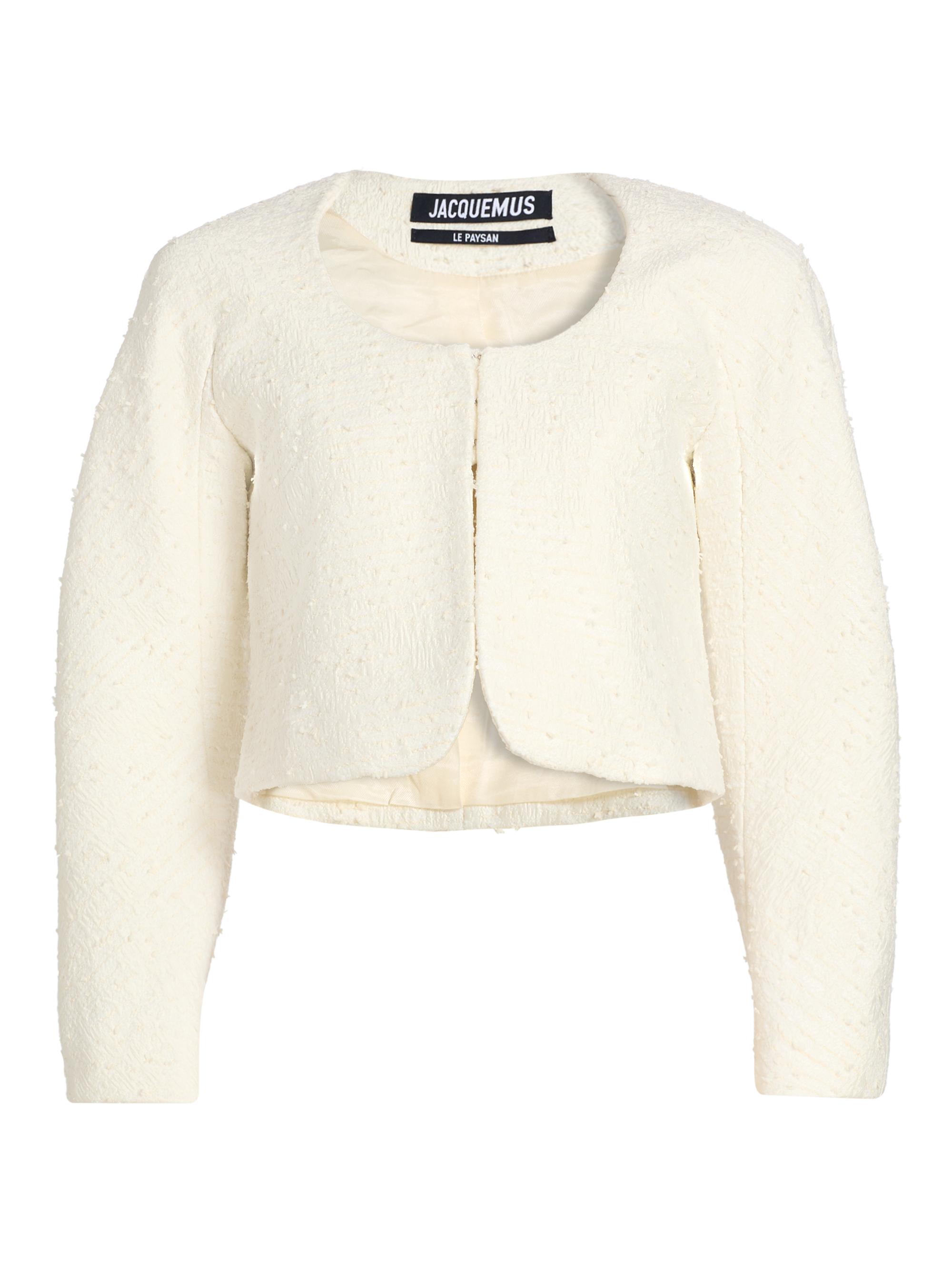 Jacquemus Women's The Short Cardigan Jacket - Bicolor Tweed Off White