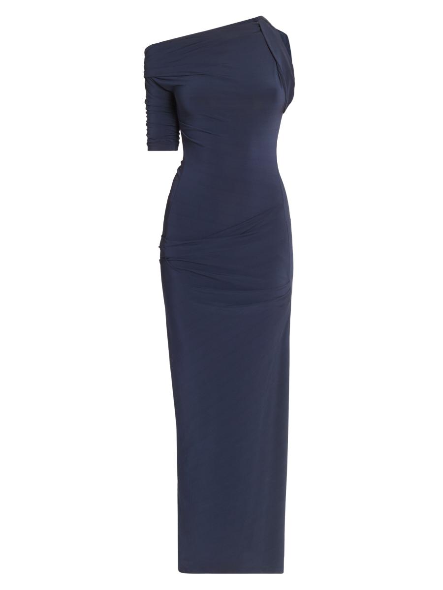 Jacquemus Women's La Robe Drapeado Asymmetric Maxi Dress In Blue