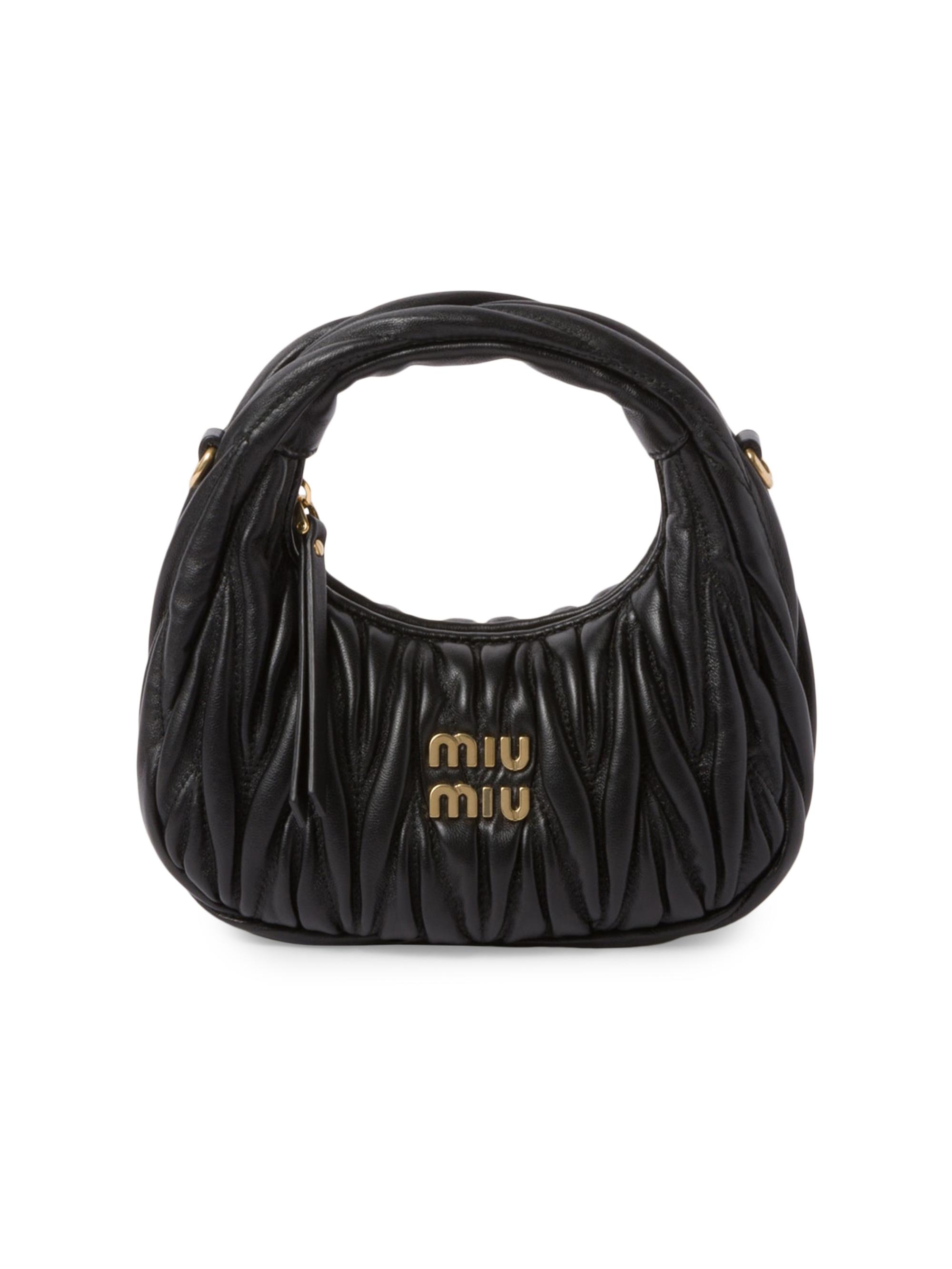 Miu Miu Women's Wander Matelassé Nappa Leather Hobo Mini-Bag - Black