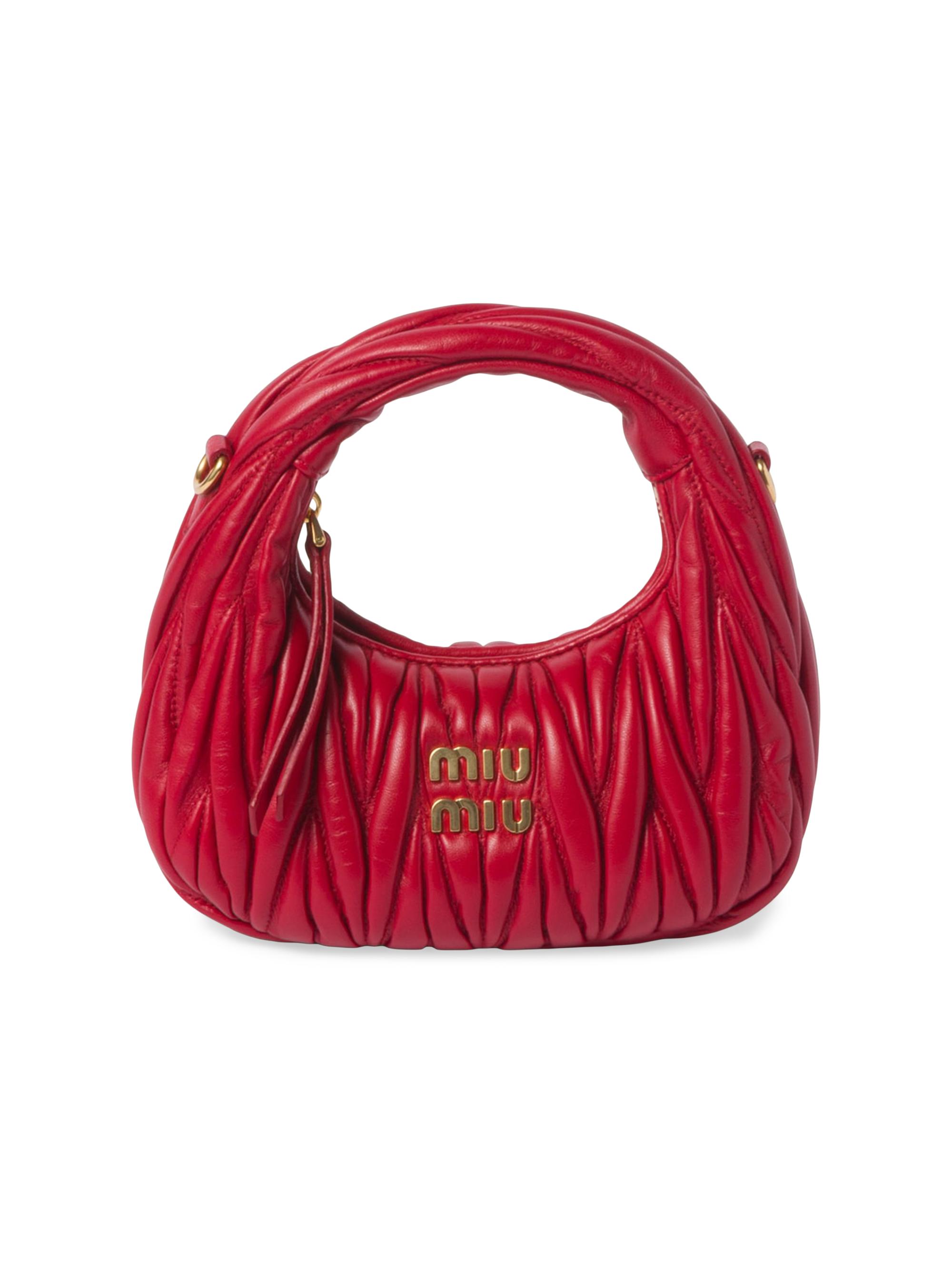 Miu Miu Women's Wander Matelassé Nappa Leather Hobo Mini-Bag - Red