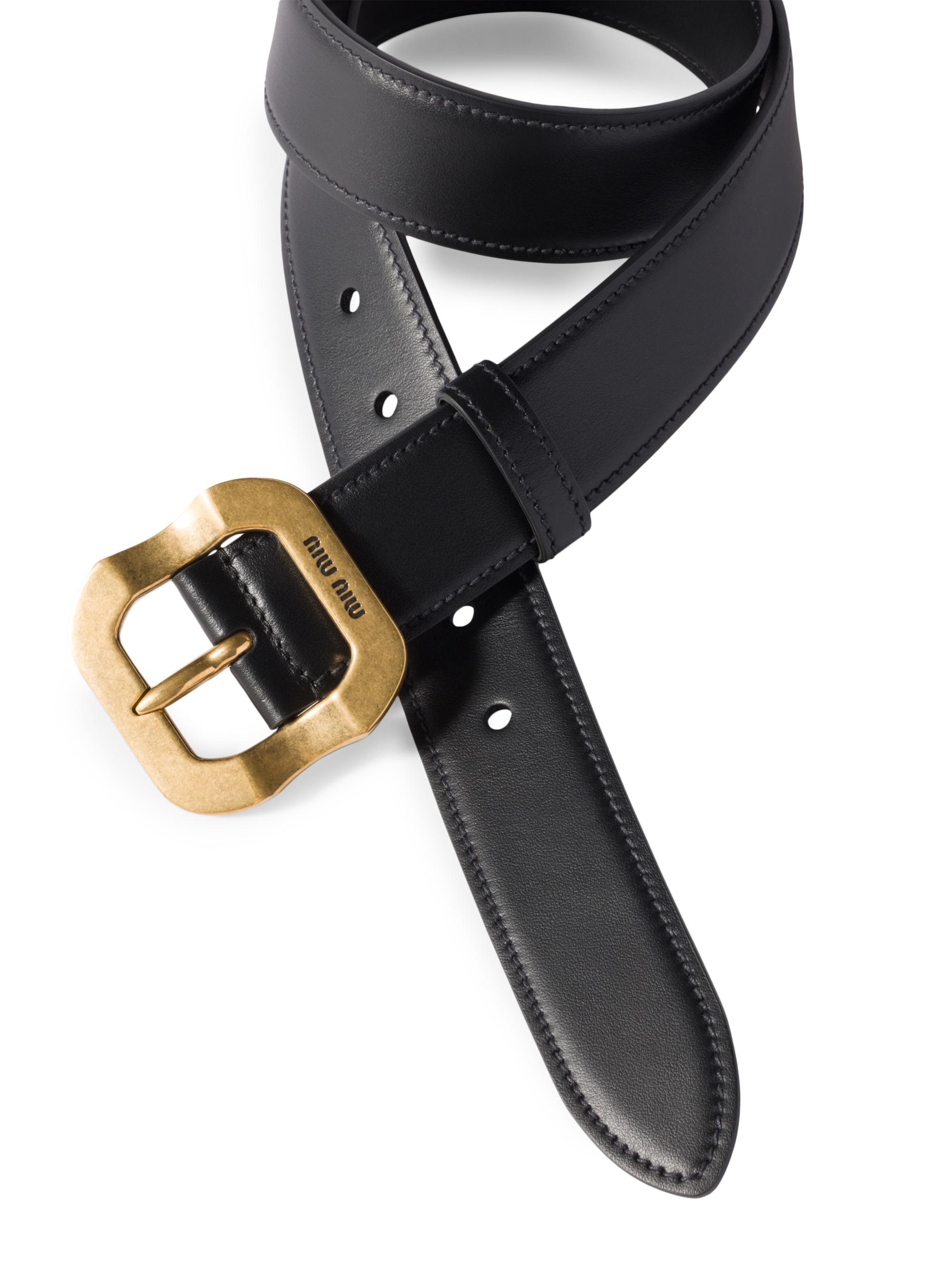 小物 2000s miumiu leather belt Black Leather Belt | Miu Miu