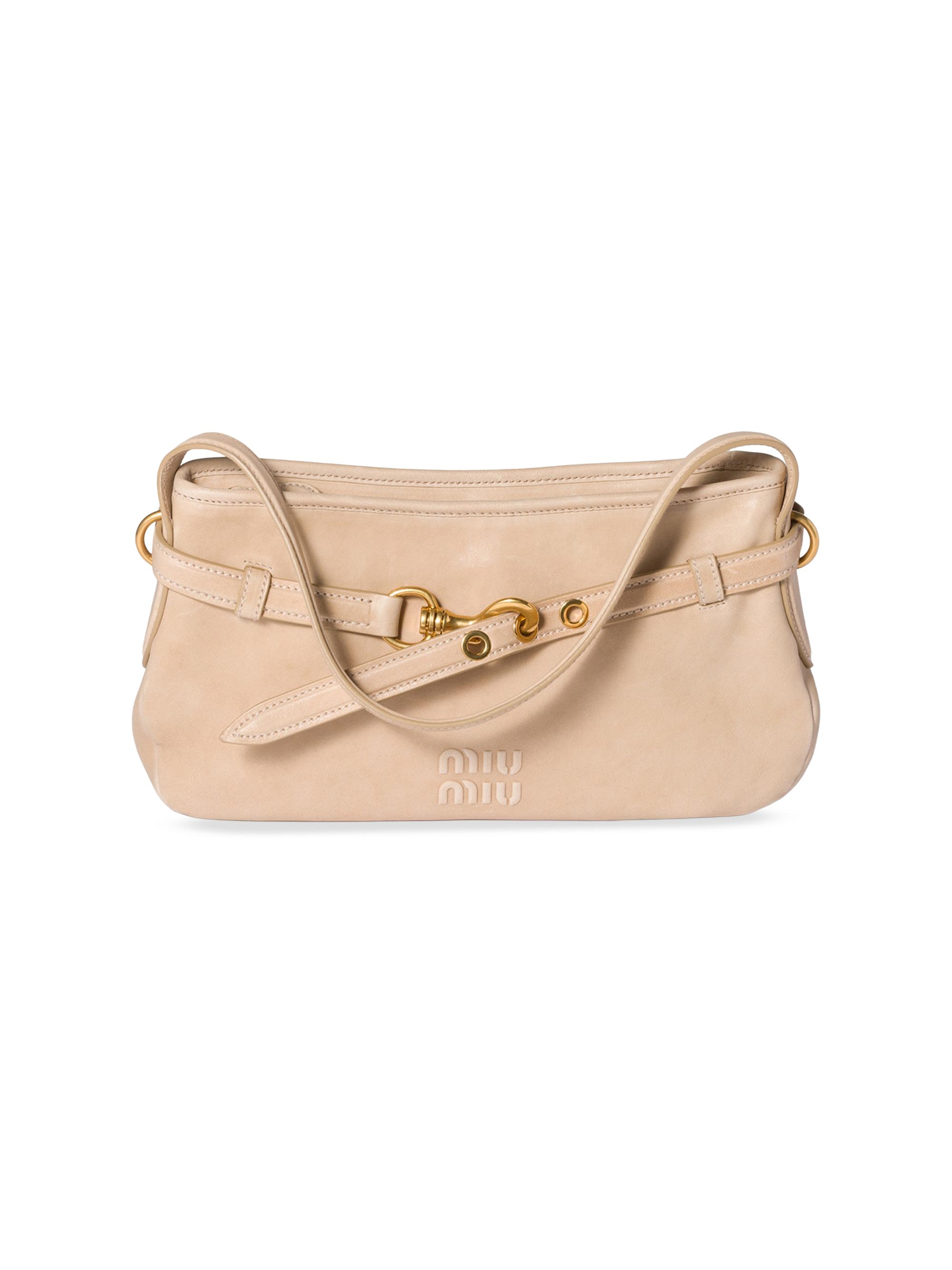 Miu Miu Women's Aventure Nappa Leather Shoulder Bag - Beige Khaki