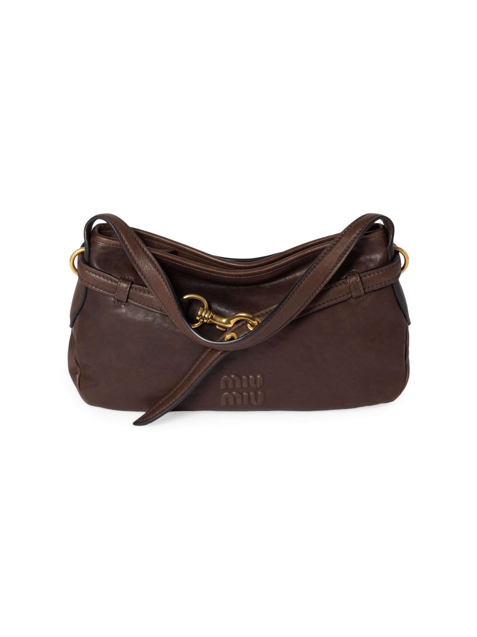 Miu Miu Women's Aventure Nappa Leather Shoulder Bag - Dark Brown