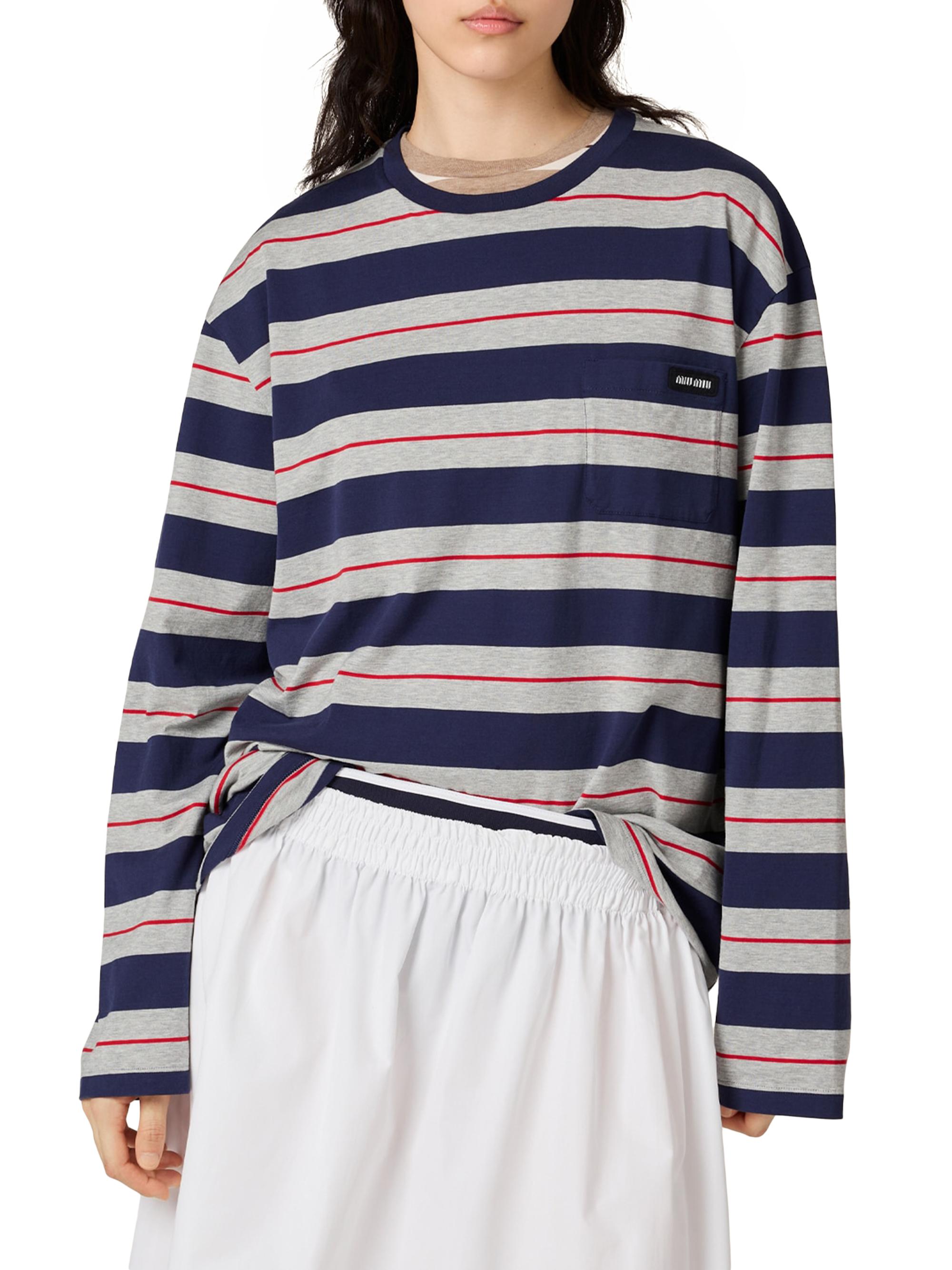 Miu Miu Long-Sleeved Cotton Jersey T-Shirt | Saks Fifth Avenue
