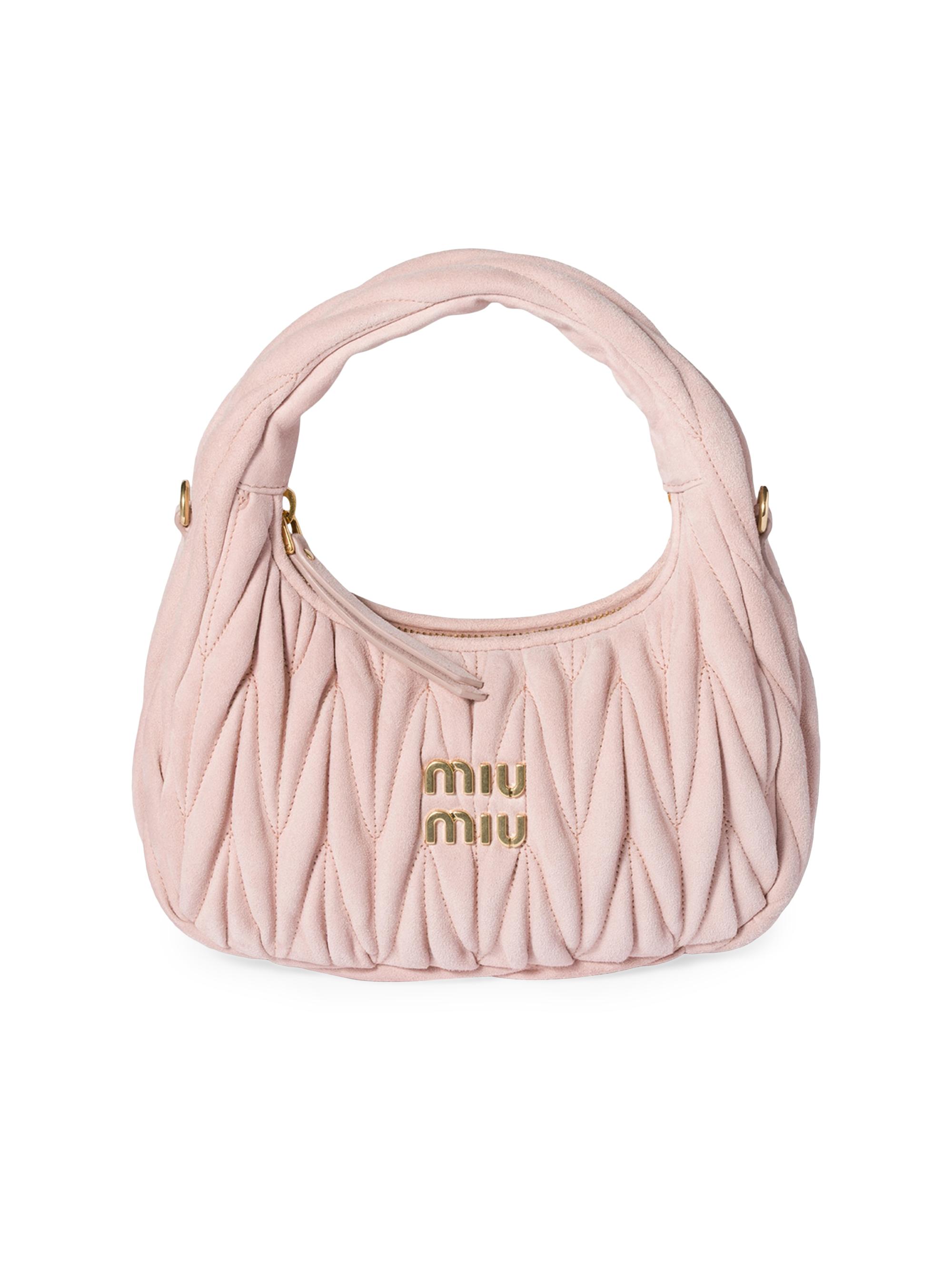 Miu Miu Women's Wander Matelassé Suede Top Handle Bag - Dark Pink