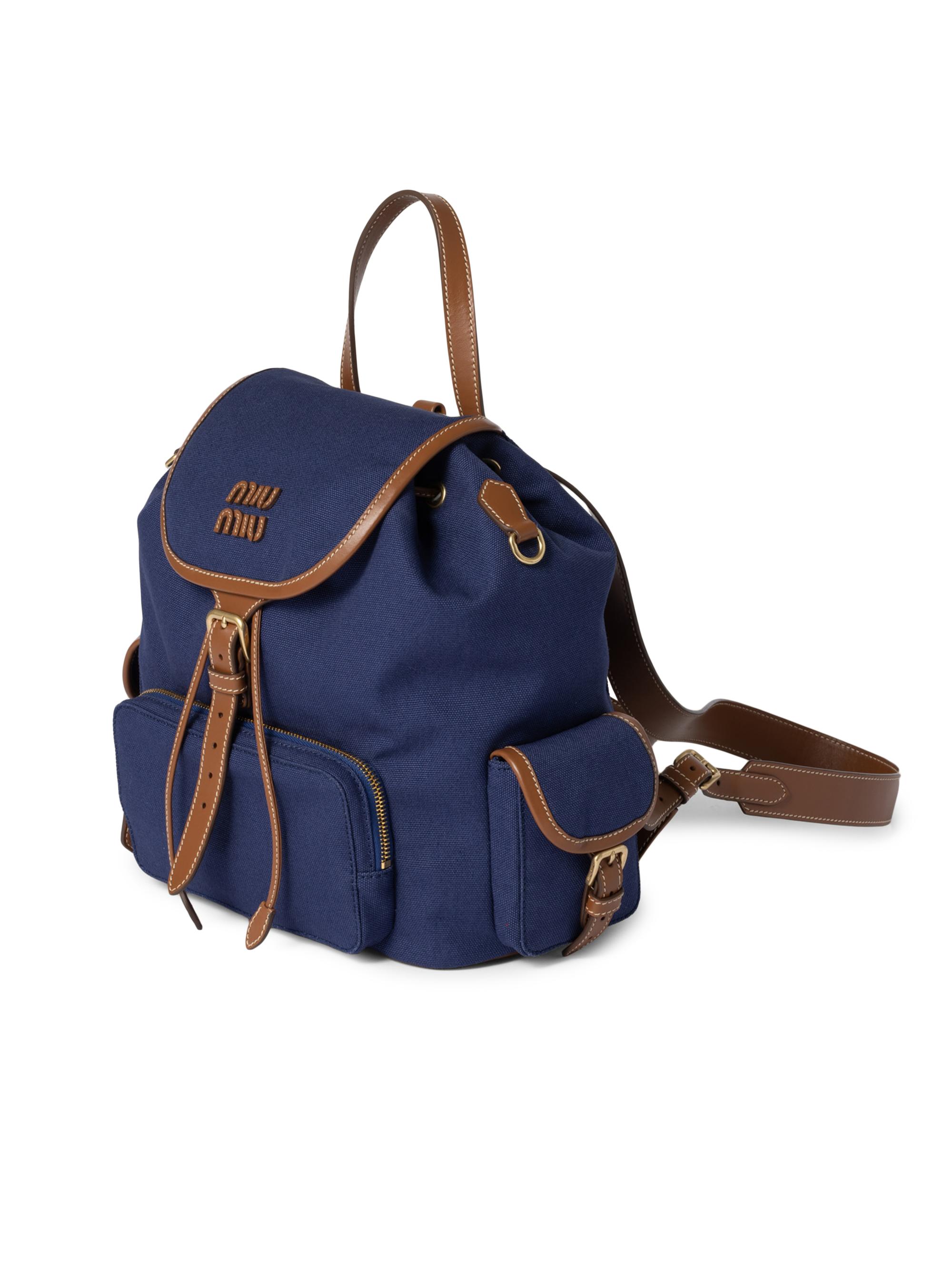 Miu Miu Canvas and Leather Backpack | Saks Fifth Avenue