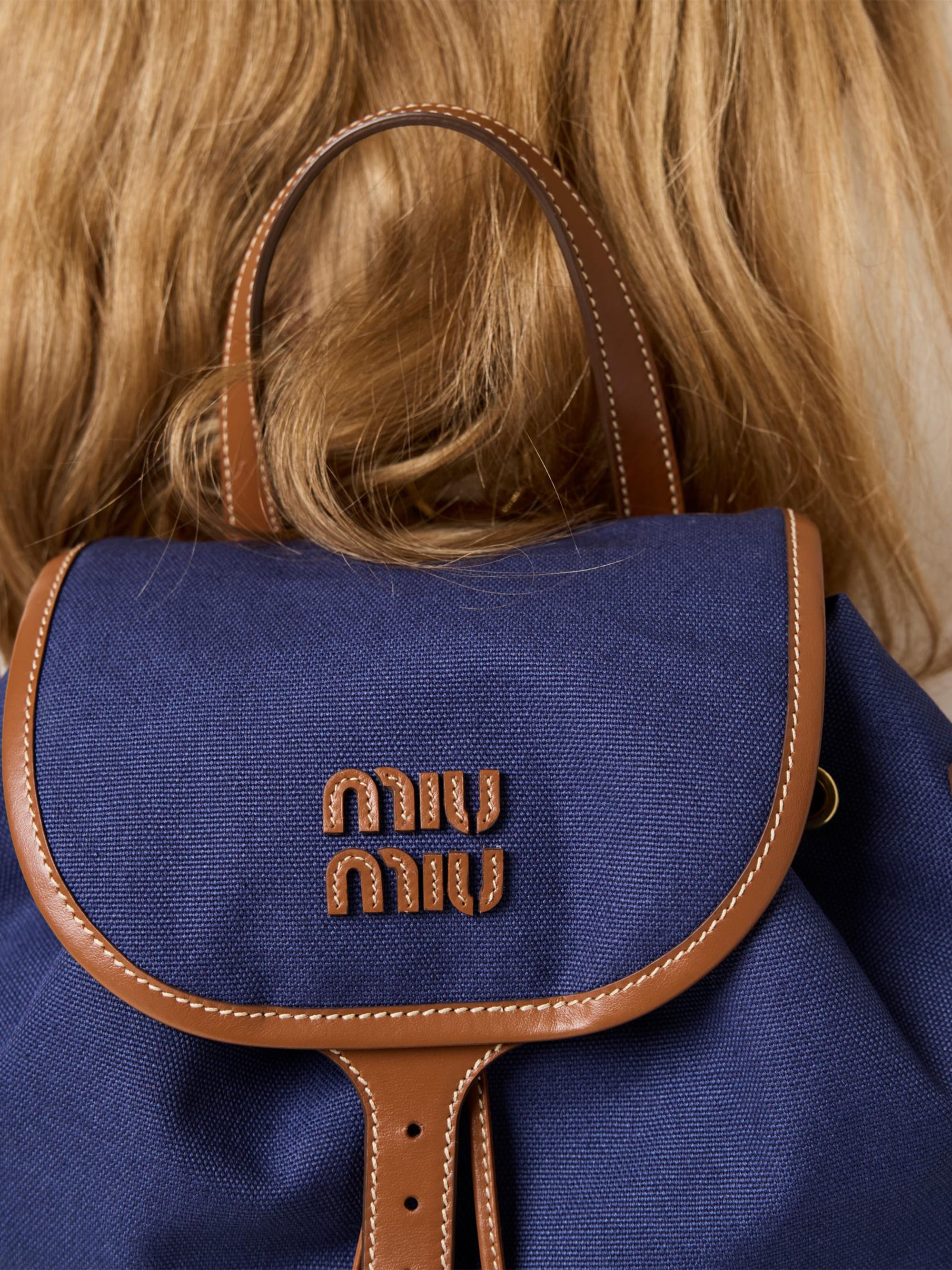 Miu Miu Canvas and Leather Backpack | Saks Fifth Avenue