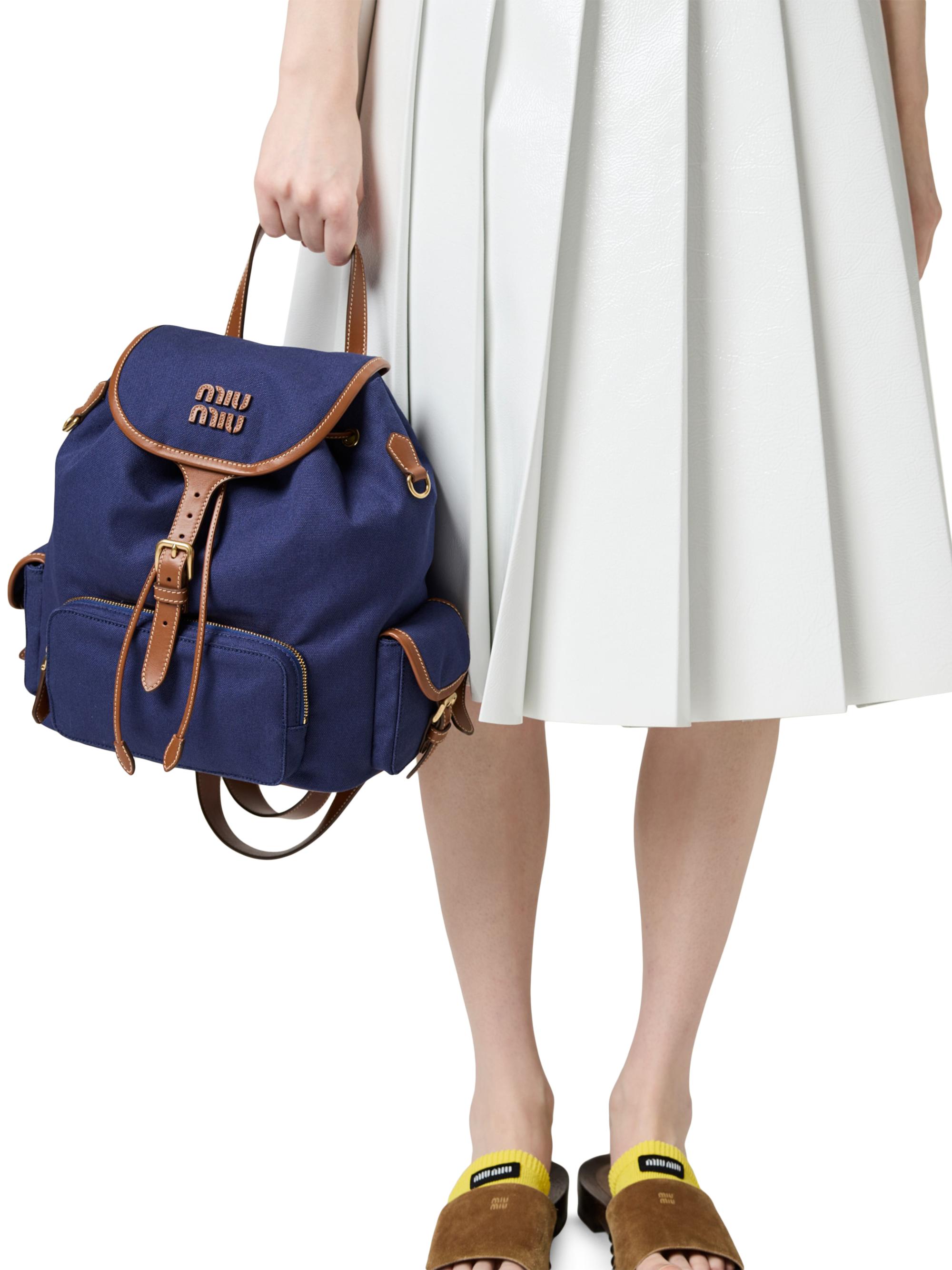 Miu Miu Canvas and Leather Backpack | Saks Fifth Avenue