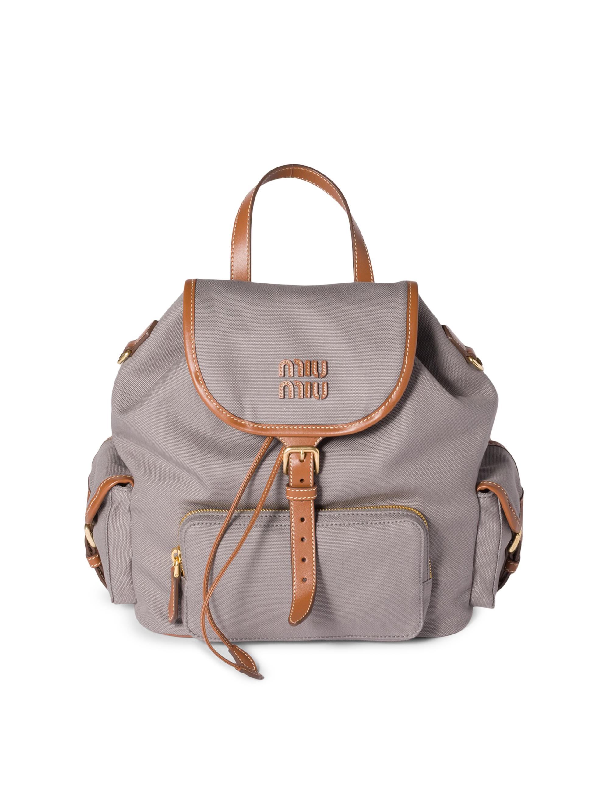 Miu Miu Canvas and Leather Backpack | Saks Fifth Avenue