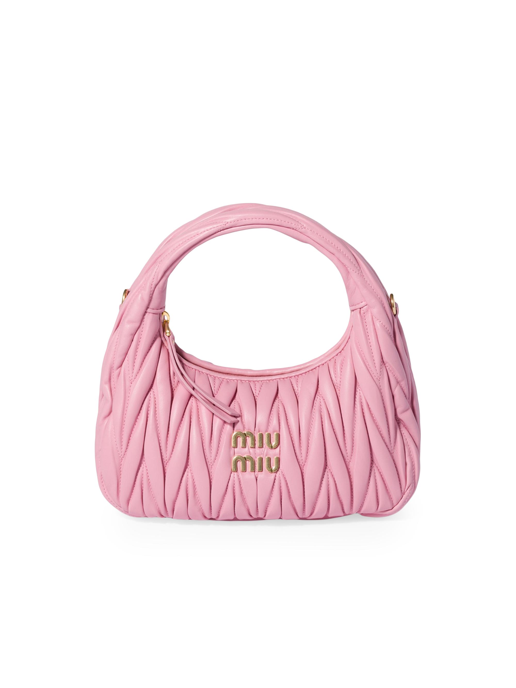 Women's Wander Matelassé Nappa Leather Hobo Bag - Baby Pink