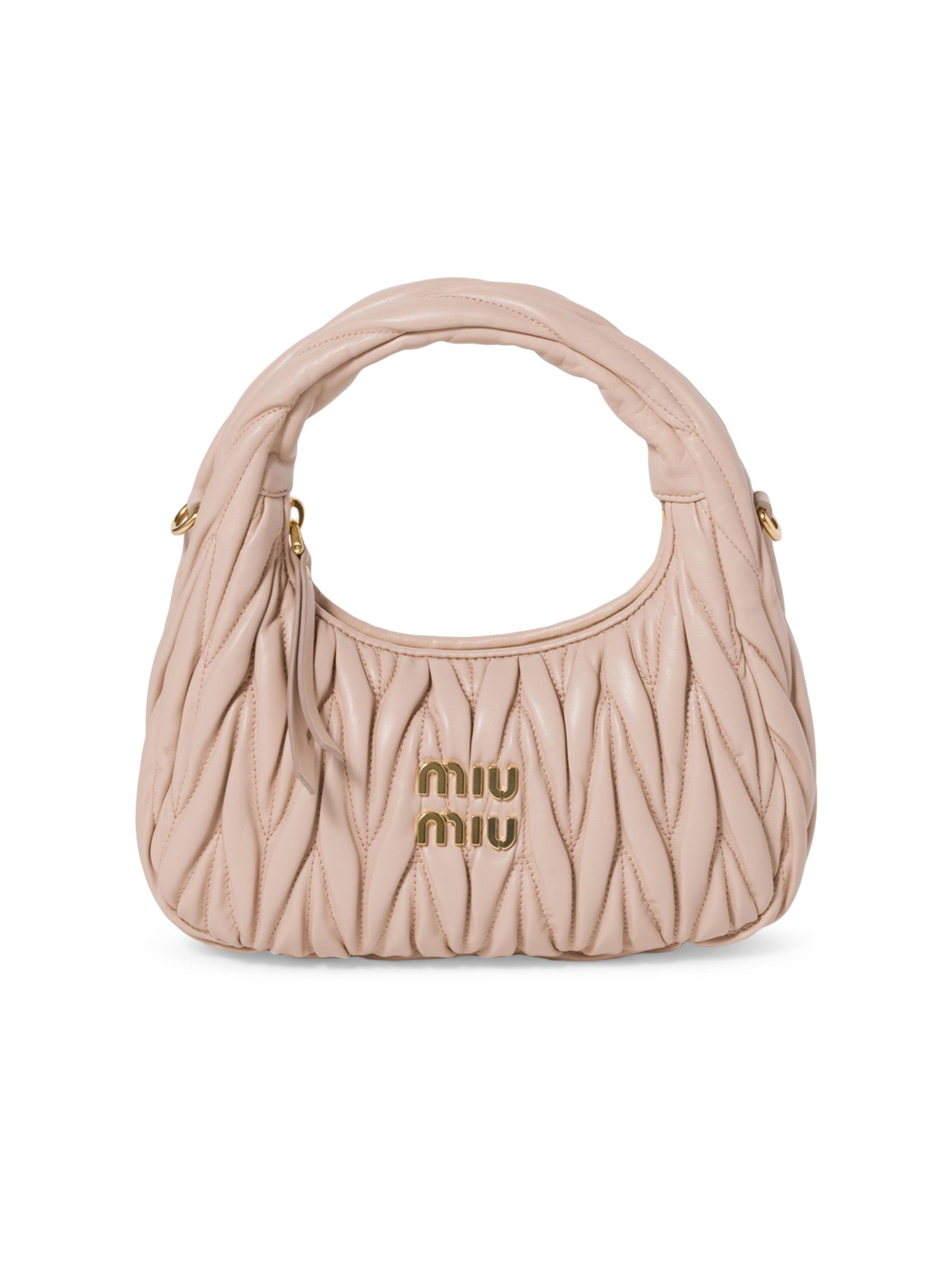 Miu Miu Women's Wander Matelassé Nappa Leather Hobo Bag - Beige