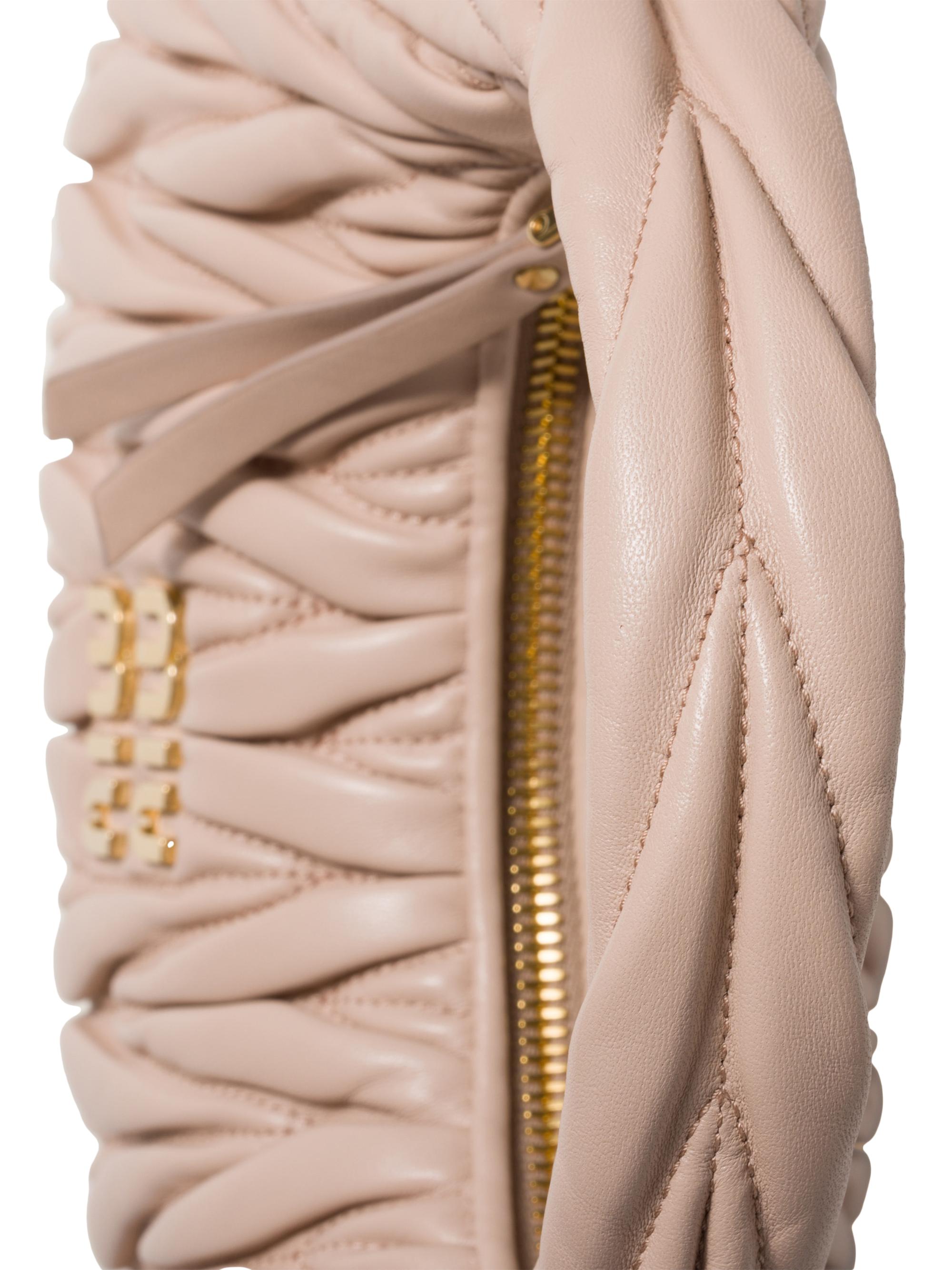 Miu Miu Women's Wander Matelassé Nappa Leather Hobo Bag - Beige | Thumbnail 6