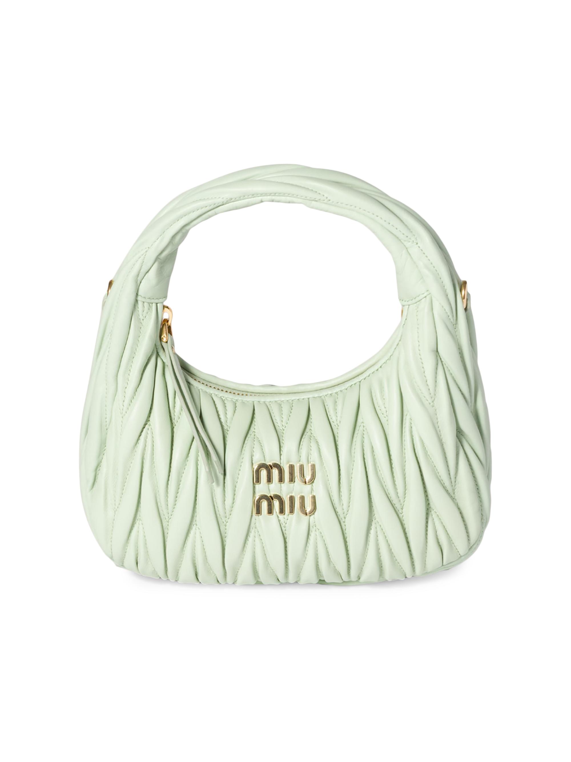 Miu Miu Women's Wander Matelassé Nappa Leather Hobo Bag - Green