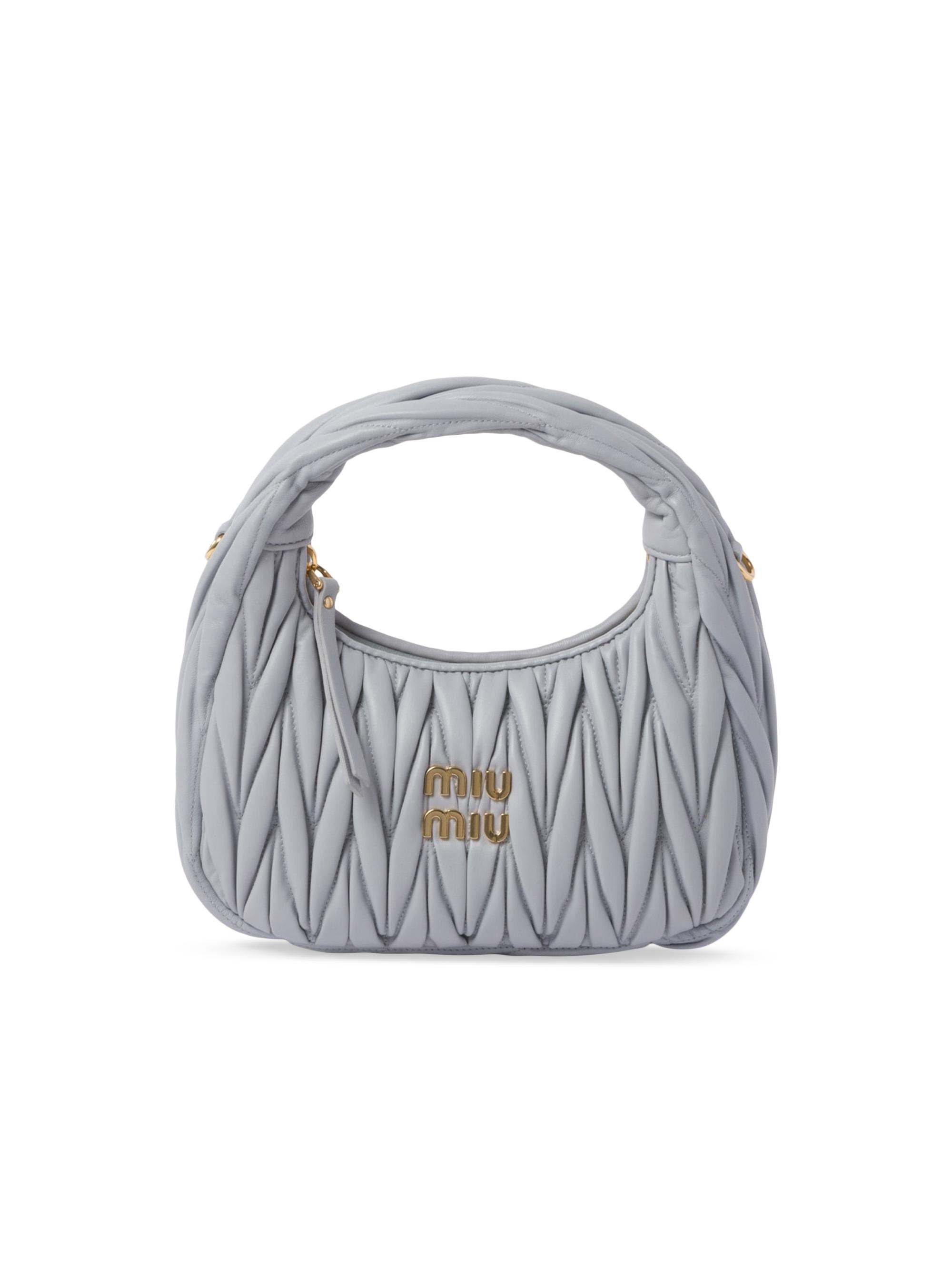 Miu Miu Women's Wander Matelassé Nappa Leather Hobo Bag - Grey