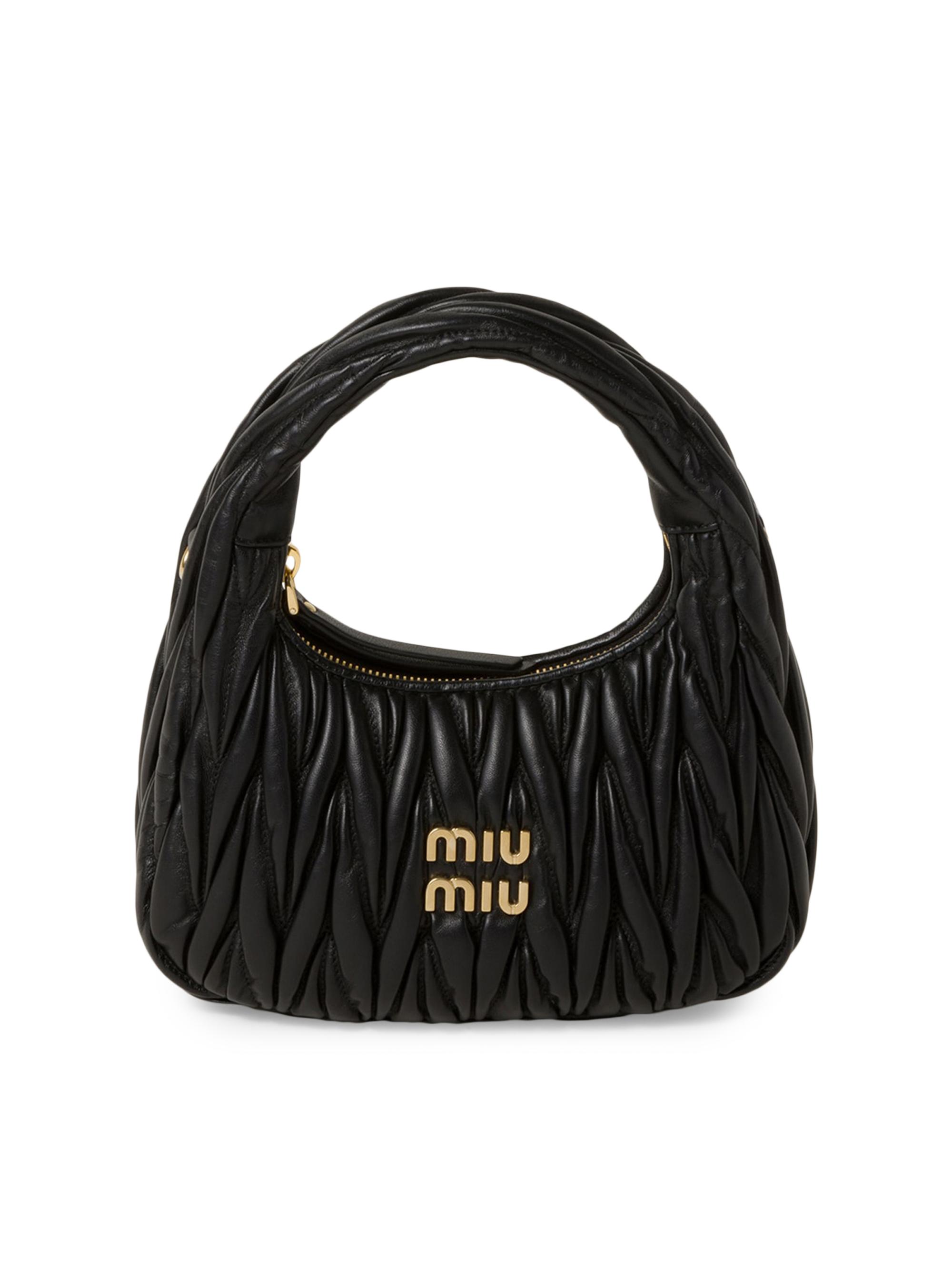 Miu Miu Women's Wander Matelasse Nappa Leather Hobo Bag - Black