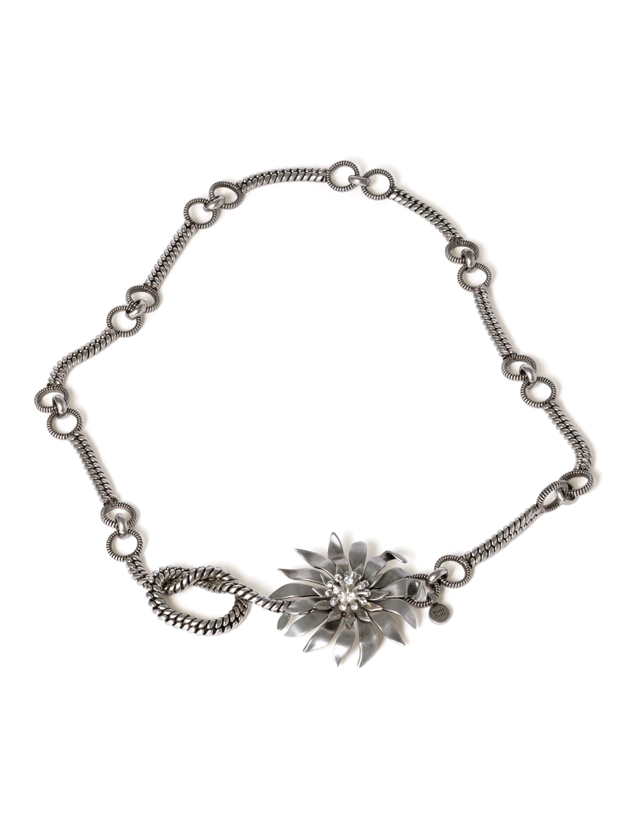 Miu Miu Women's Metal Belt with Crystals - Silver