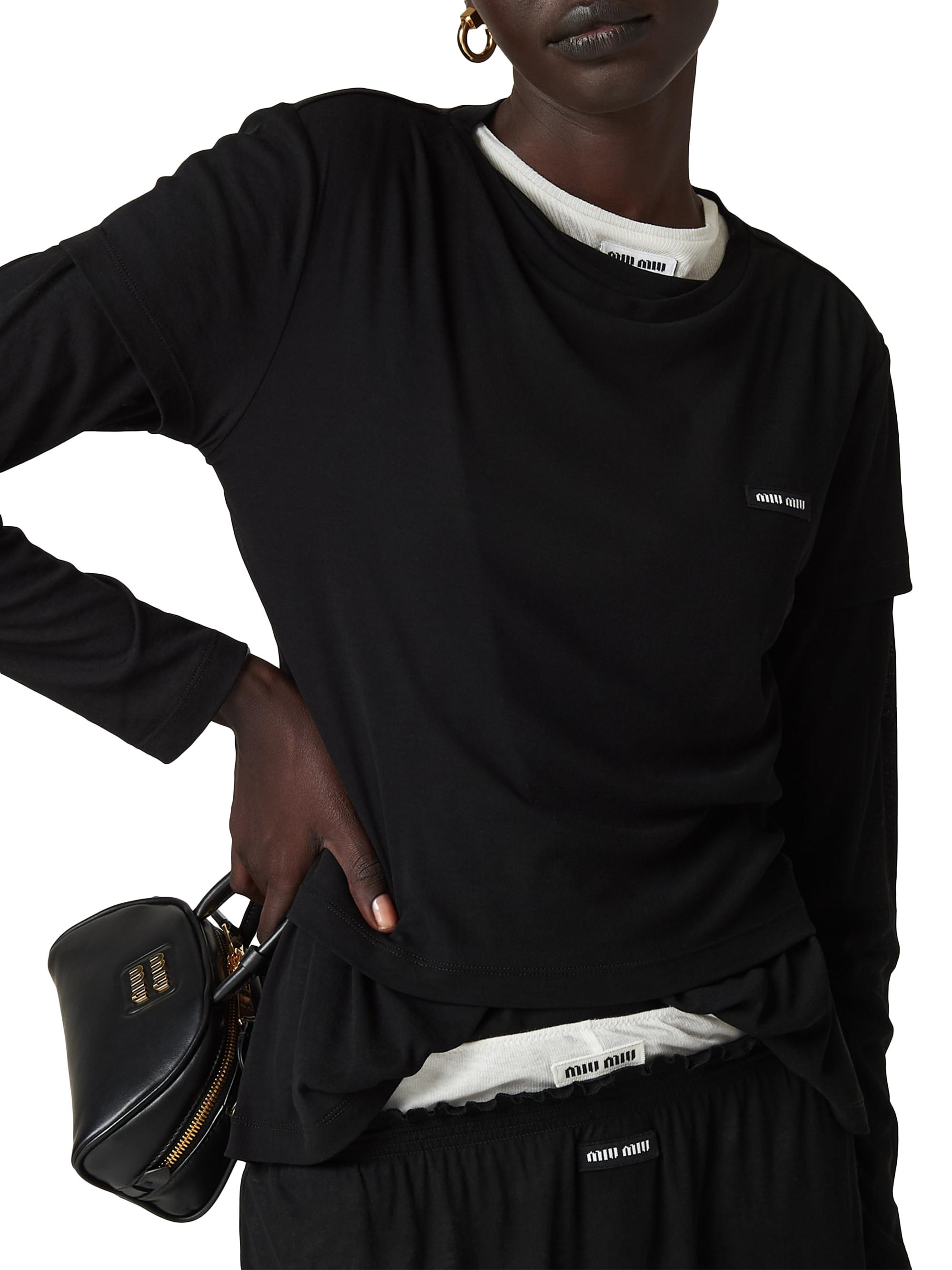 Miu Miu Ribbed Jersey T-Shirt | Saks Fifth Avenue