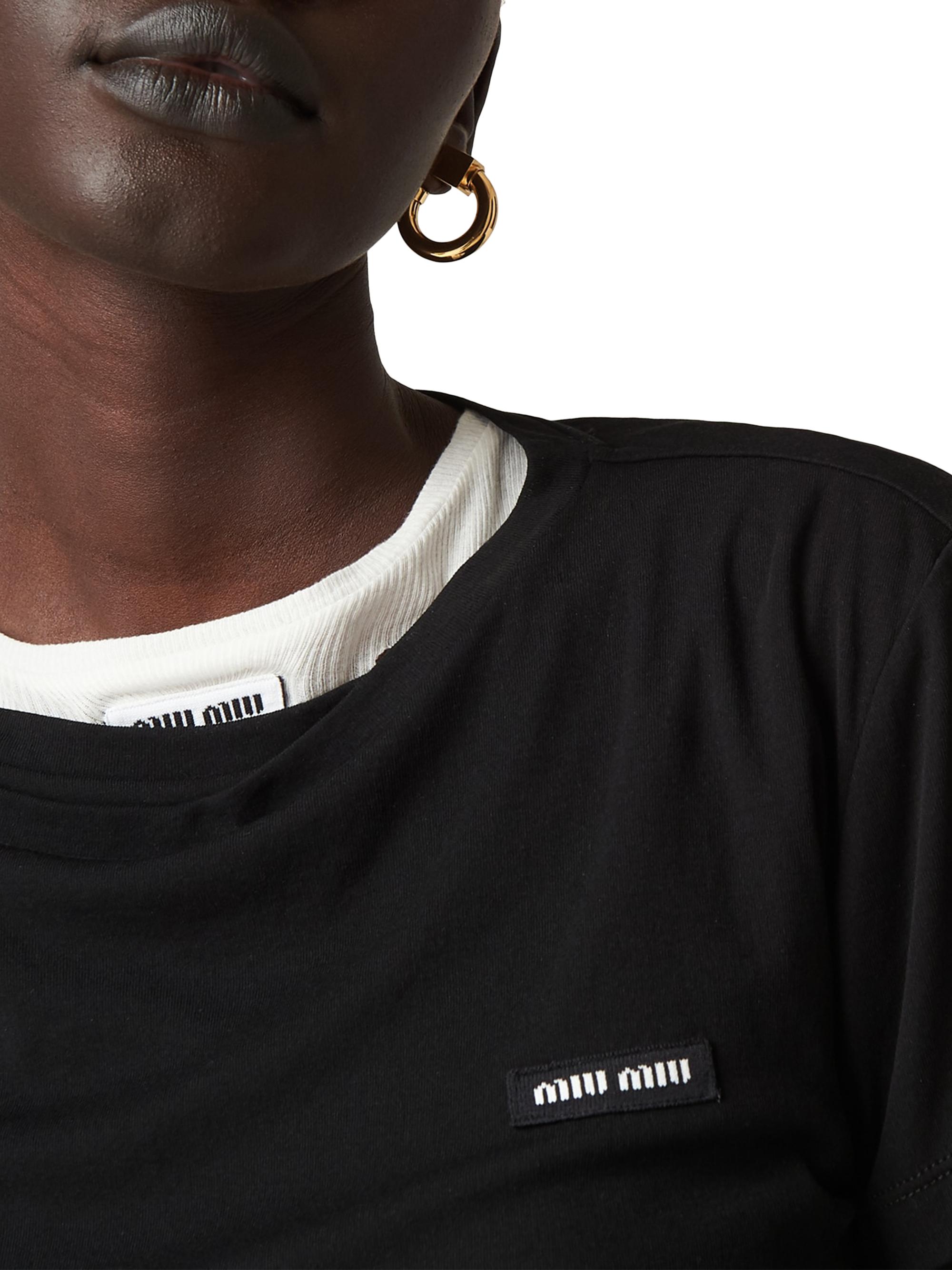 Miu Miu Ribbed Jersey T-Shirt | Saks Fifth Avenue