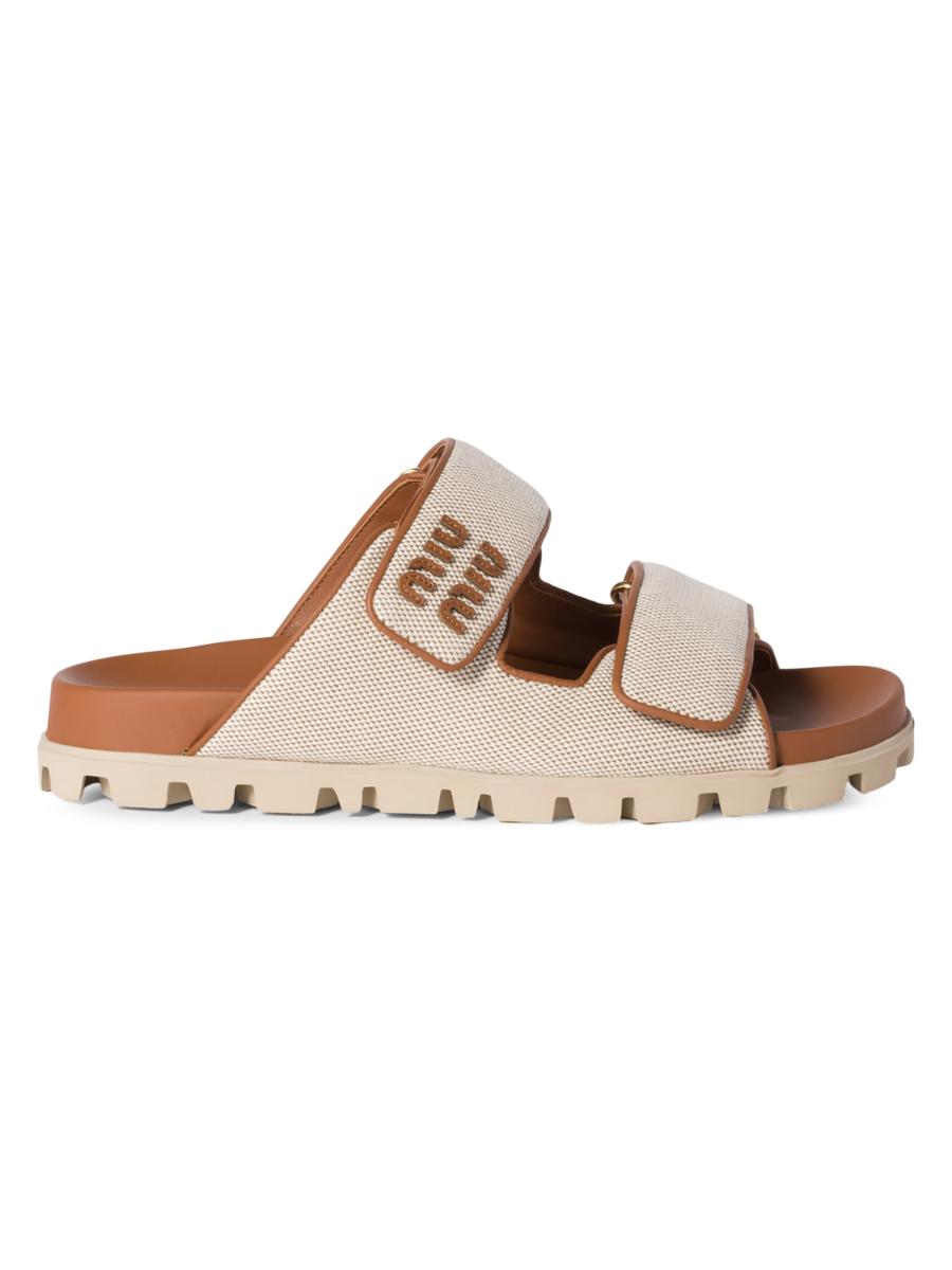 サンダル・ミュール MIU MIU 5XX644_Q1D_F062F CANVAS AND LEATHER SLIDES 0400022953354?wid=900