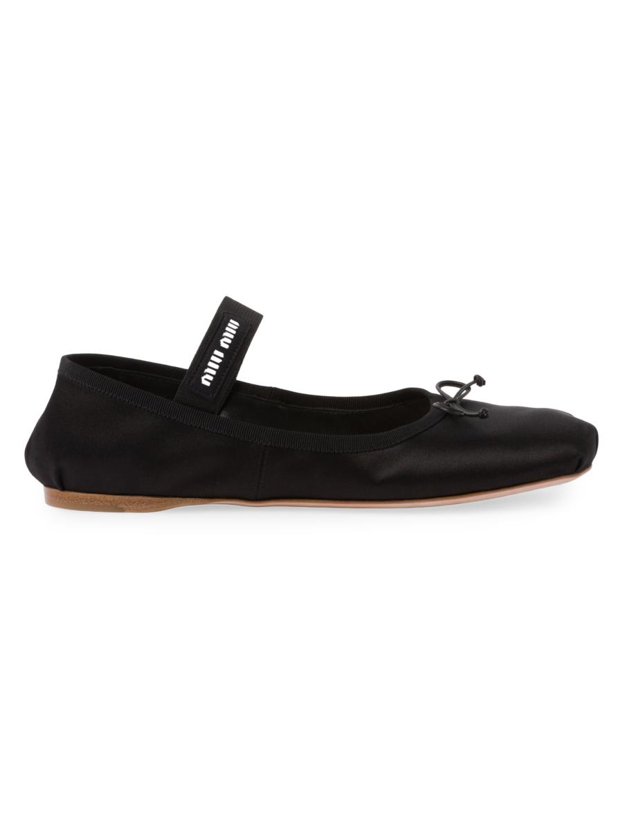 フラットシューズ MIU MIU Satin Ballerinas Cacao Red Satin Ballerinas | Miu Miu