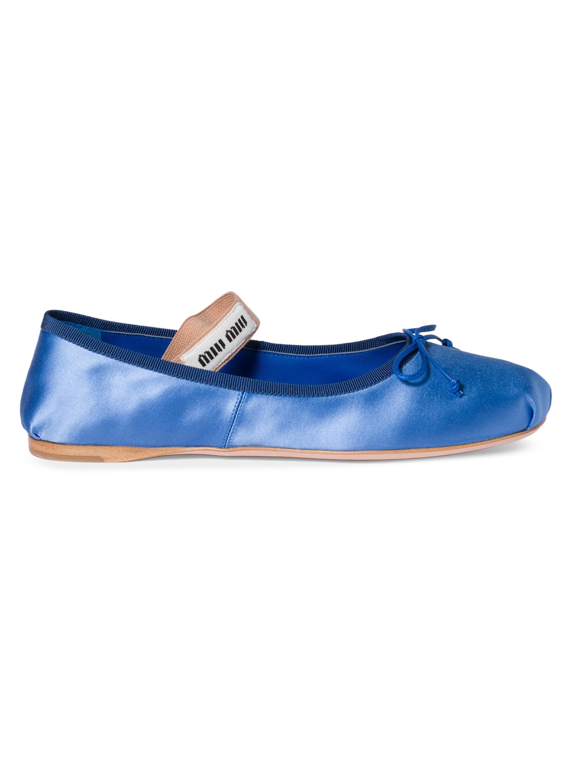 Miu Miu Women's Satin Ballerinas - Blue | Thumbnail 5